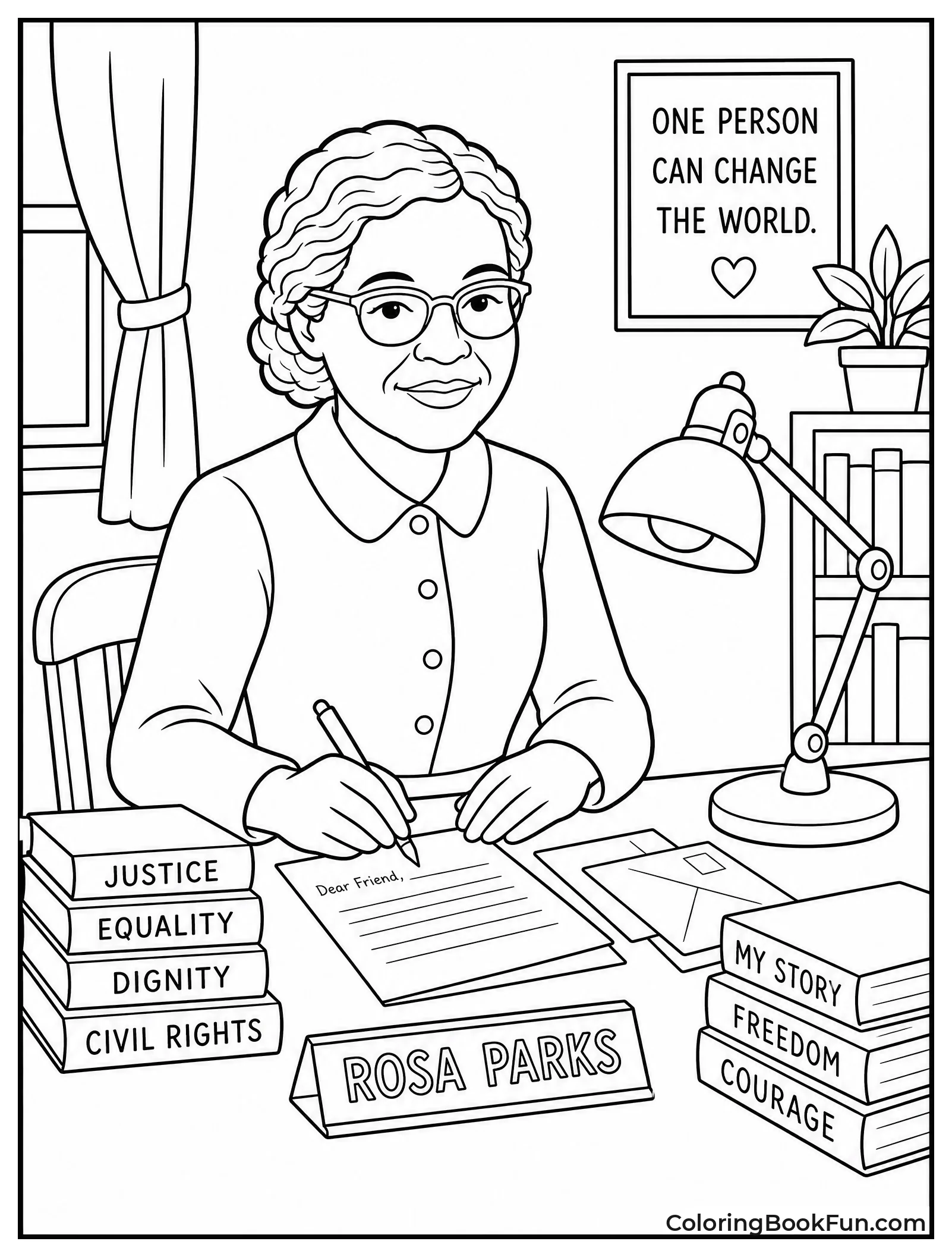 Books and Letters on Her Desk