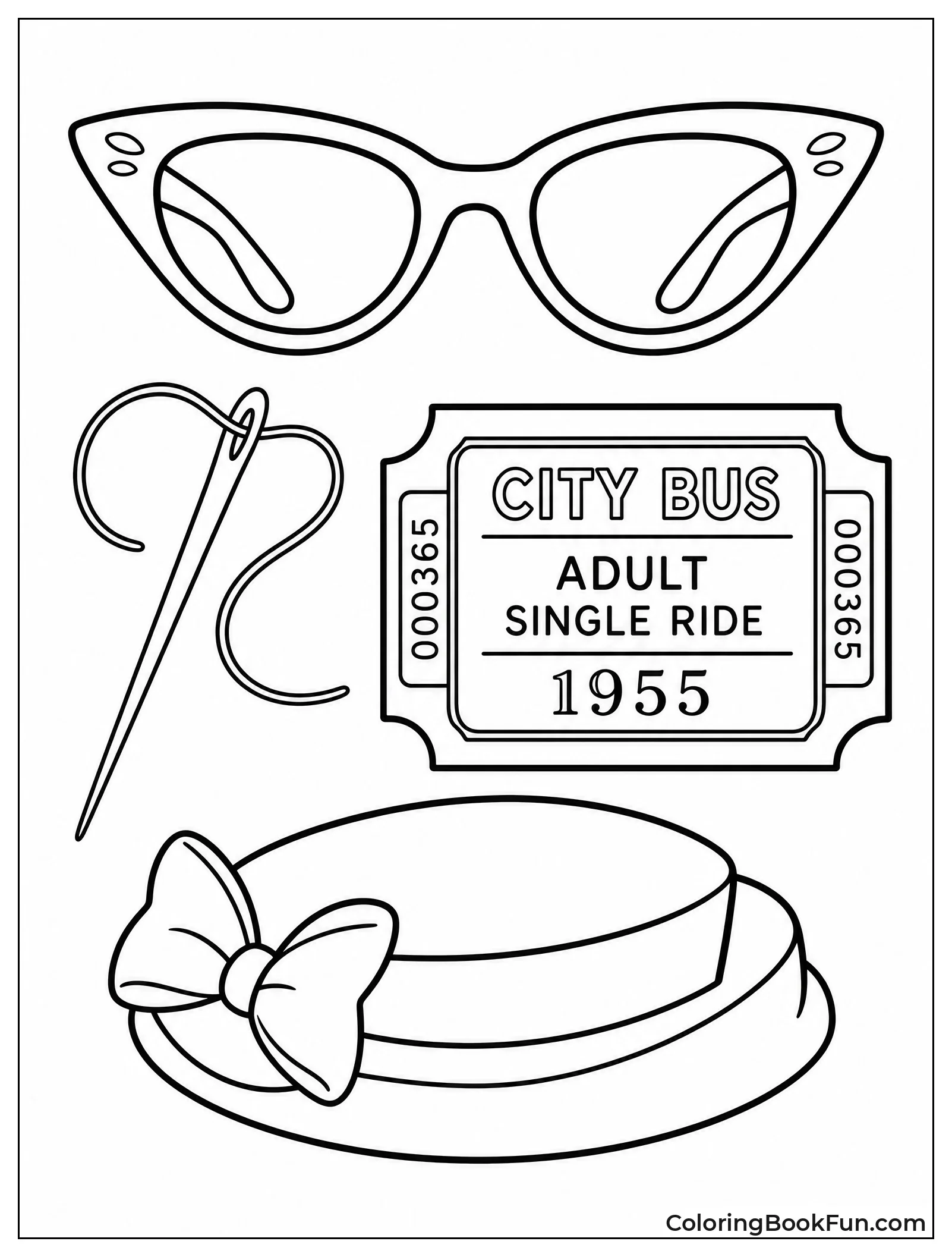Glasses Needle Ticket and Hat
