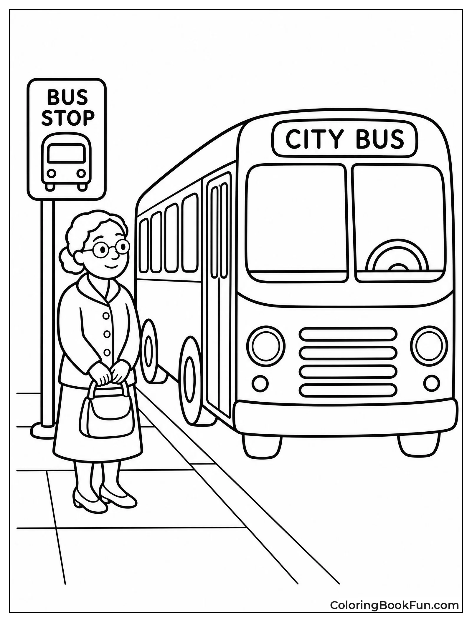 Simple Bus Waiting at the Stop