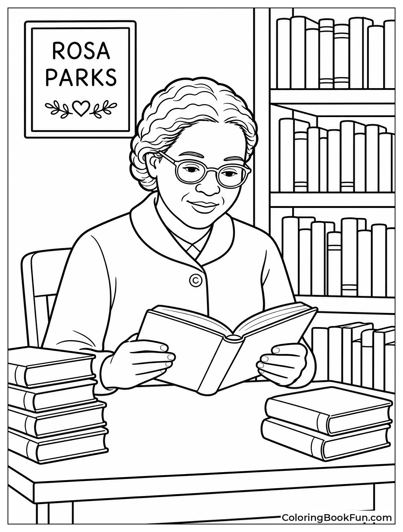 Rosa Reading in a Quiet Library