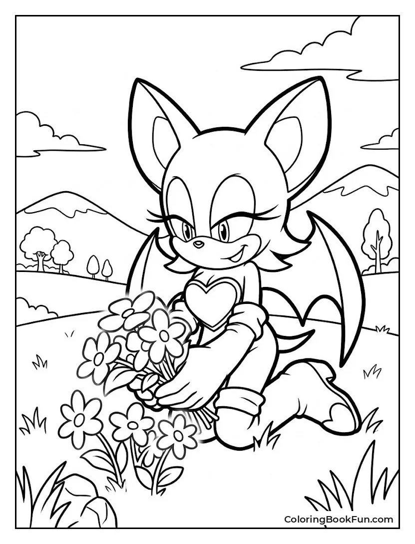 Rouge Picks Glowing Flowers in Meadow