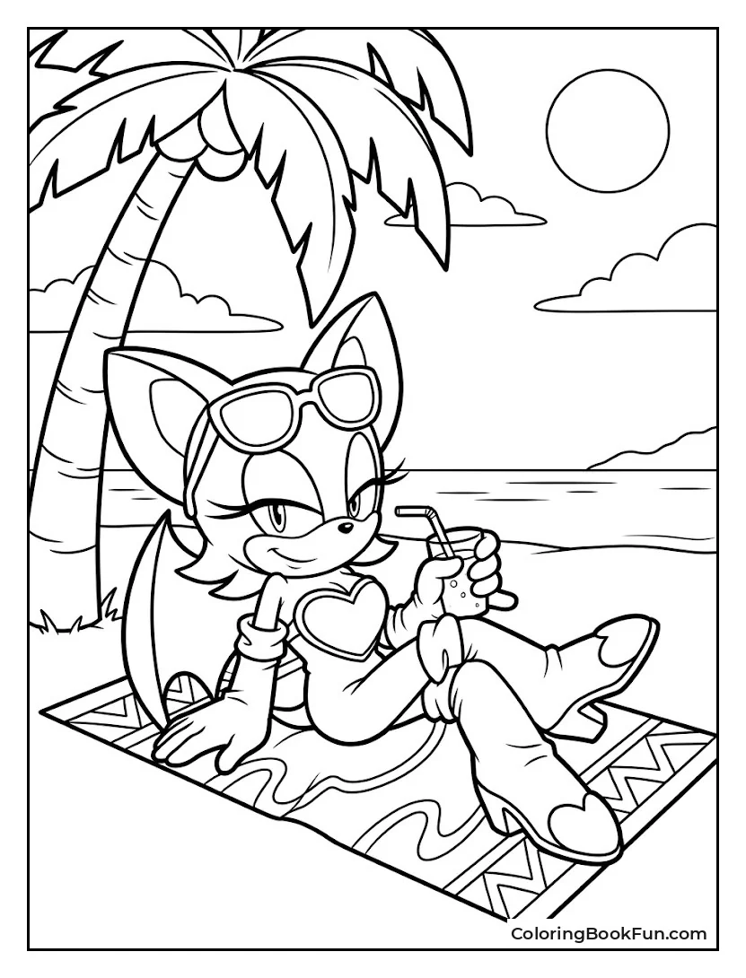 Rouge Relaxes on Tropical Beach Towel