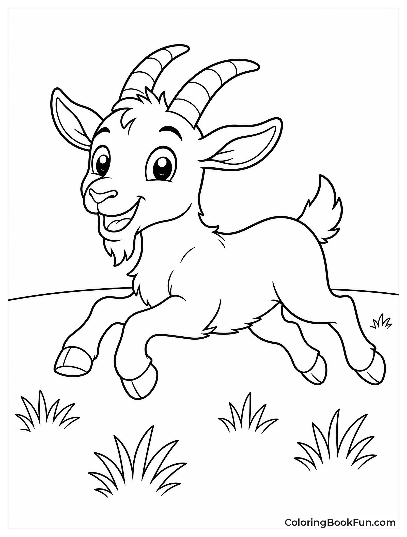Goat Running Across Open Field