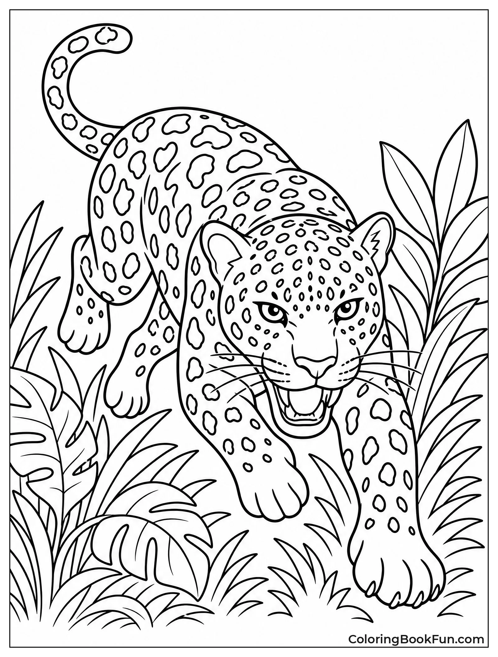 Jaguar Sprinting Through Thick Forest