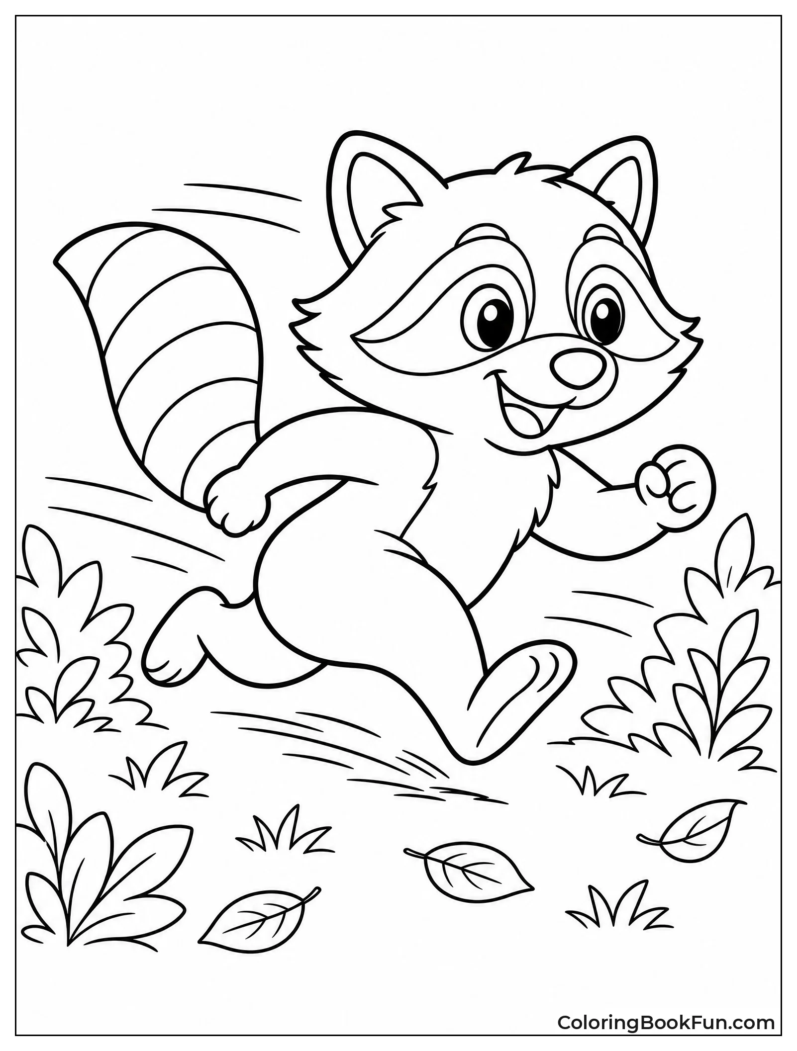 Raccoon Running Through the Woods