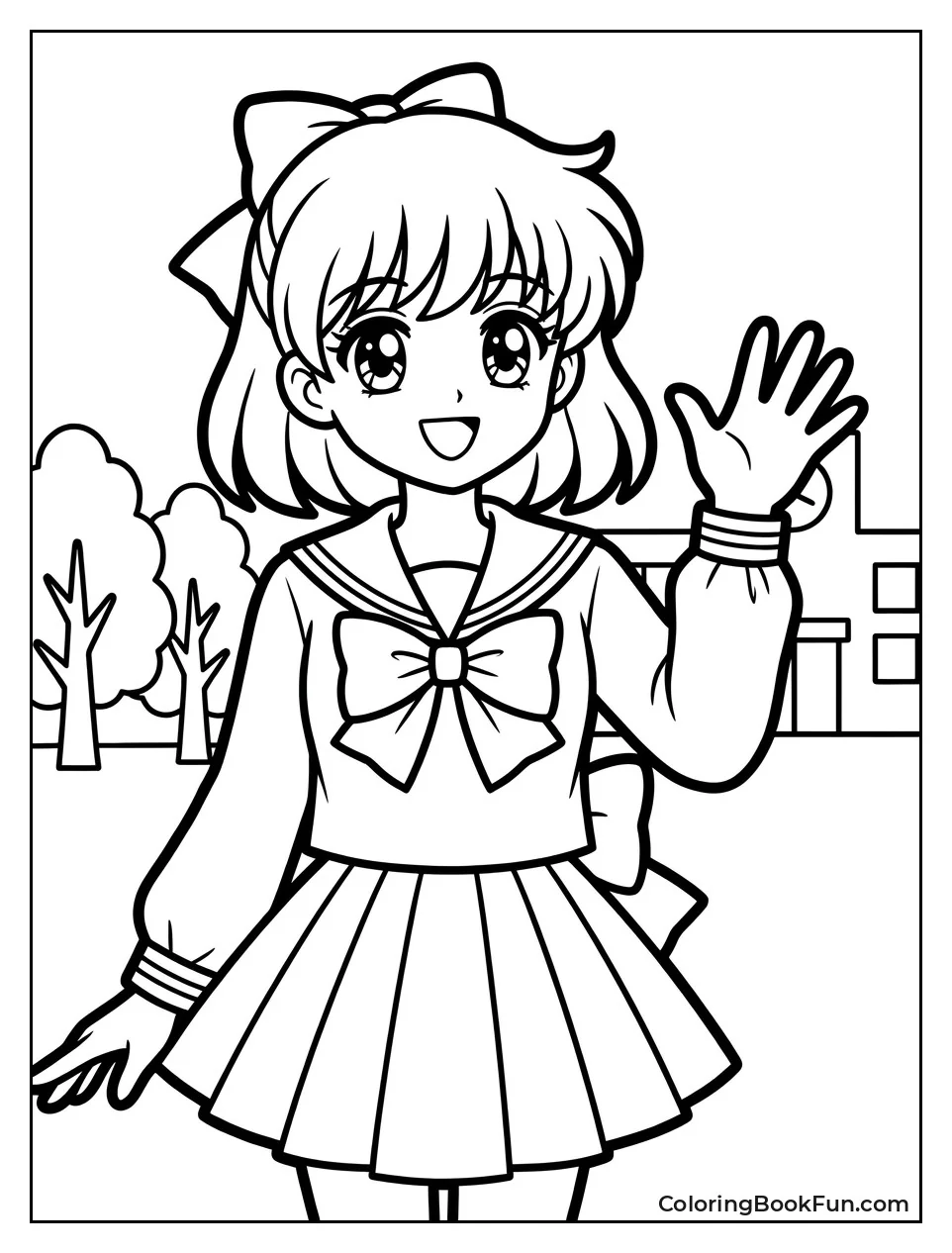 Cheerful Girl in Sailor Outfit