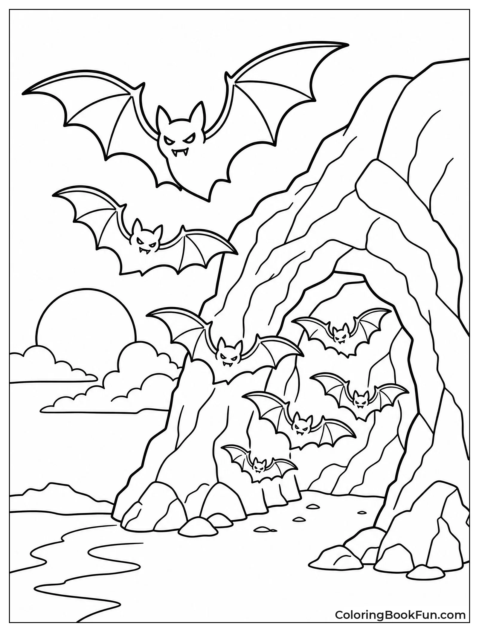 Bats Flying Out of Cave