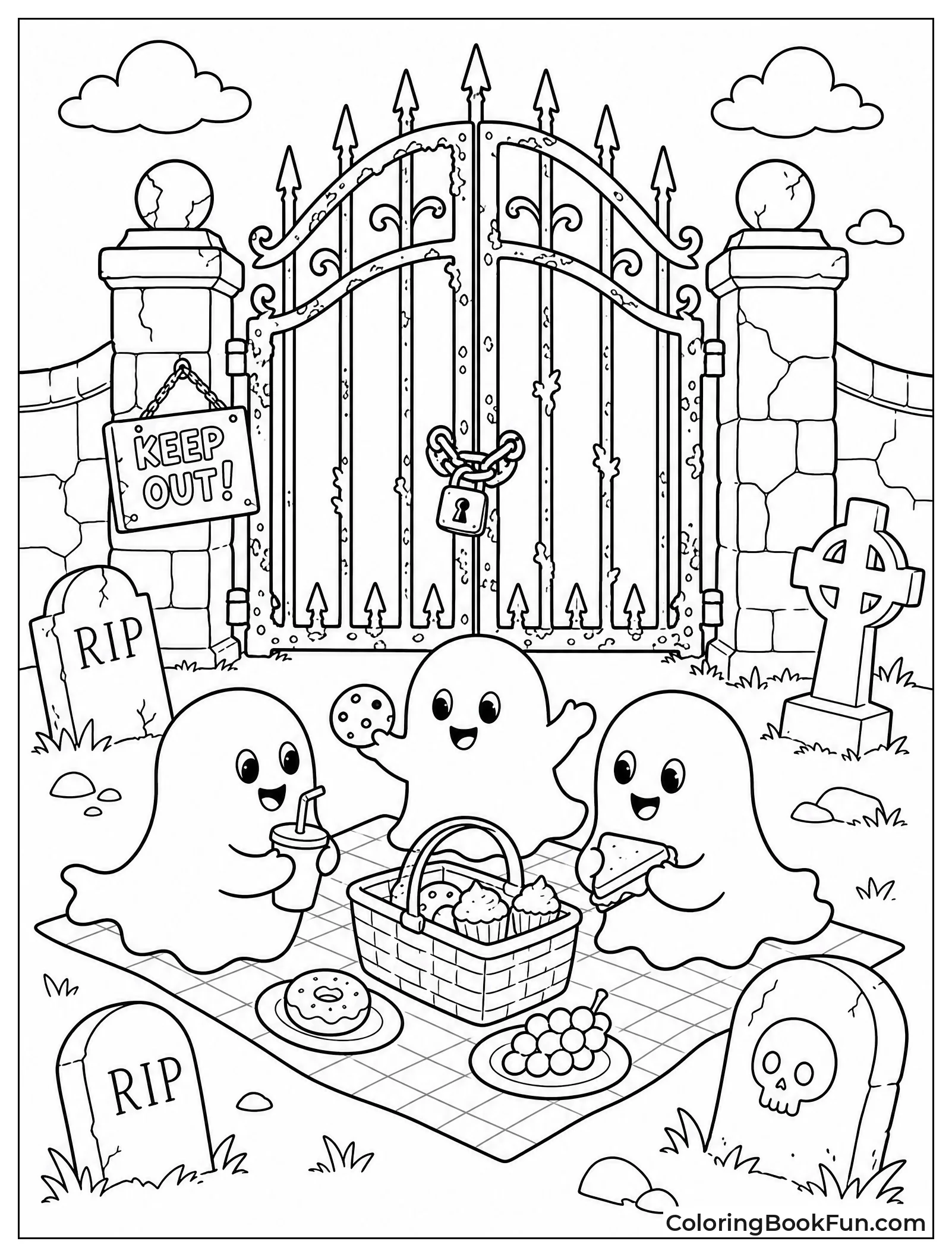 Ghosts Picnicking in Cemetery