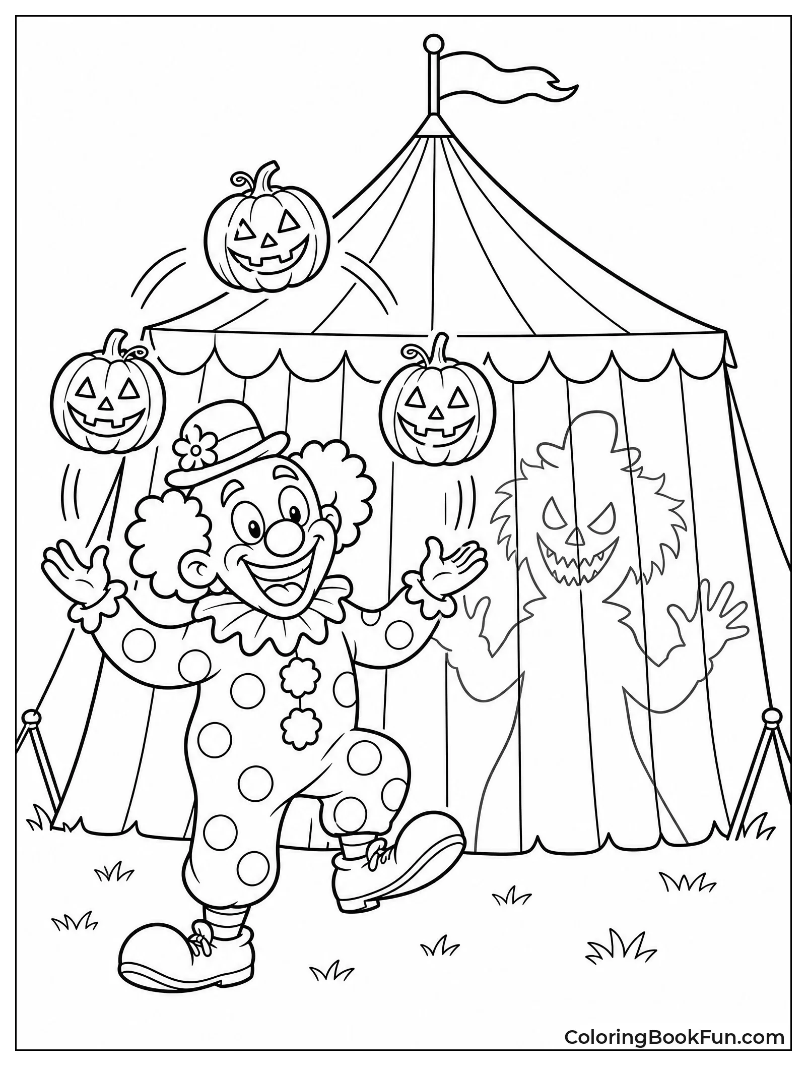 Creepy Clown Juggling Pumpkins