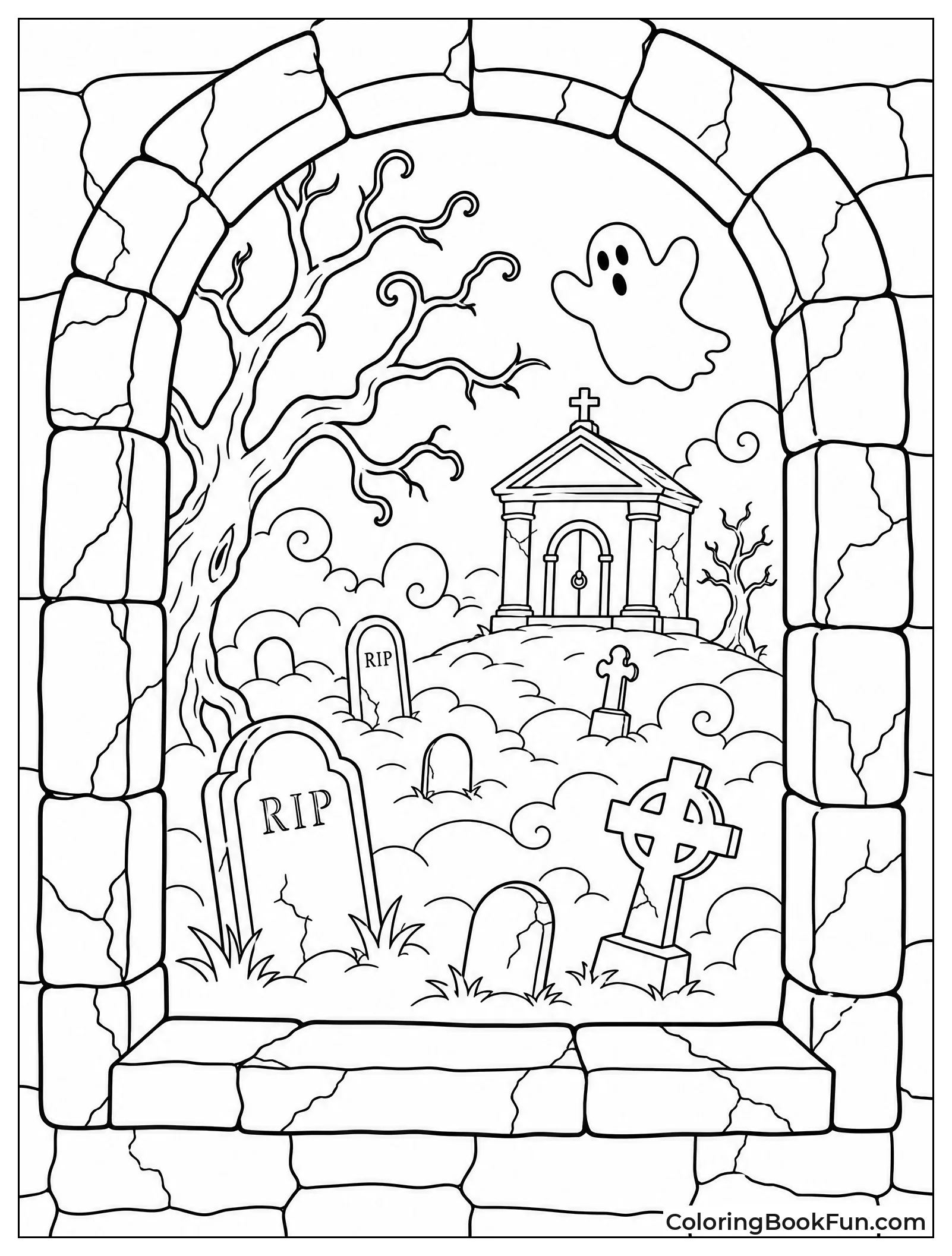 Graveyard View Through Window
