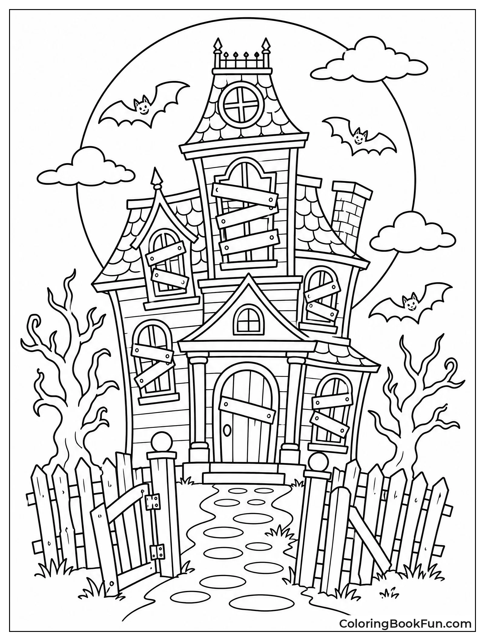 Haunted Mansion Under Full Moon