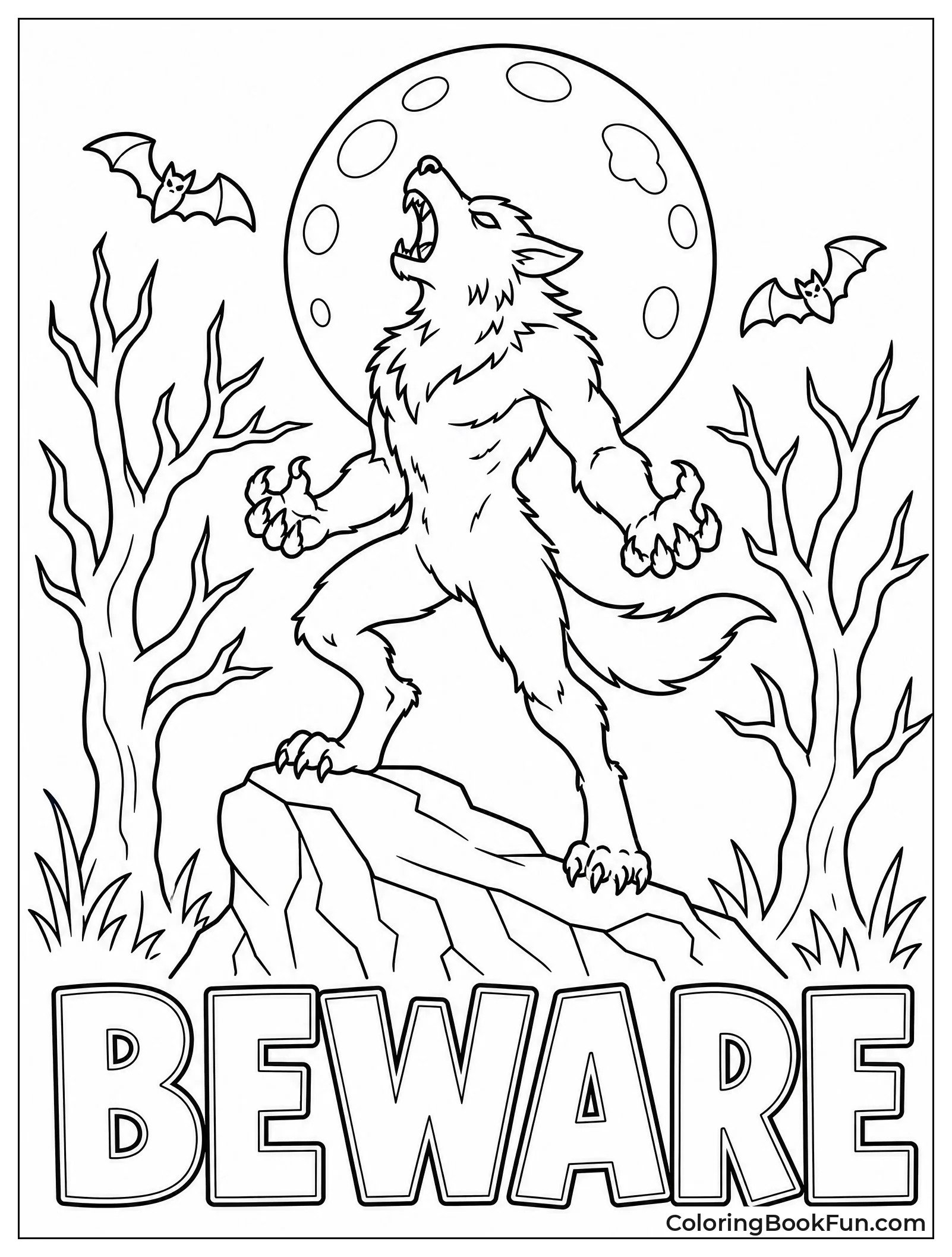 Werewolf Howling at Moon