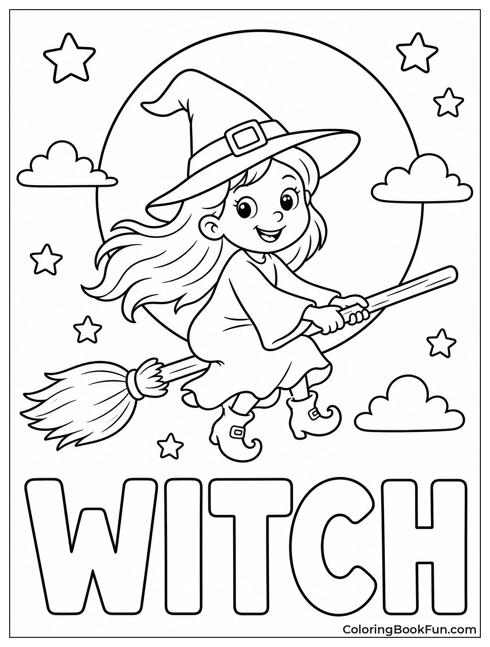 Witch Flying on Broomstick