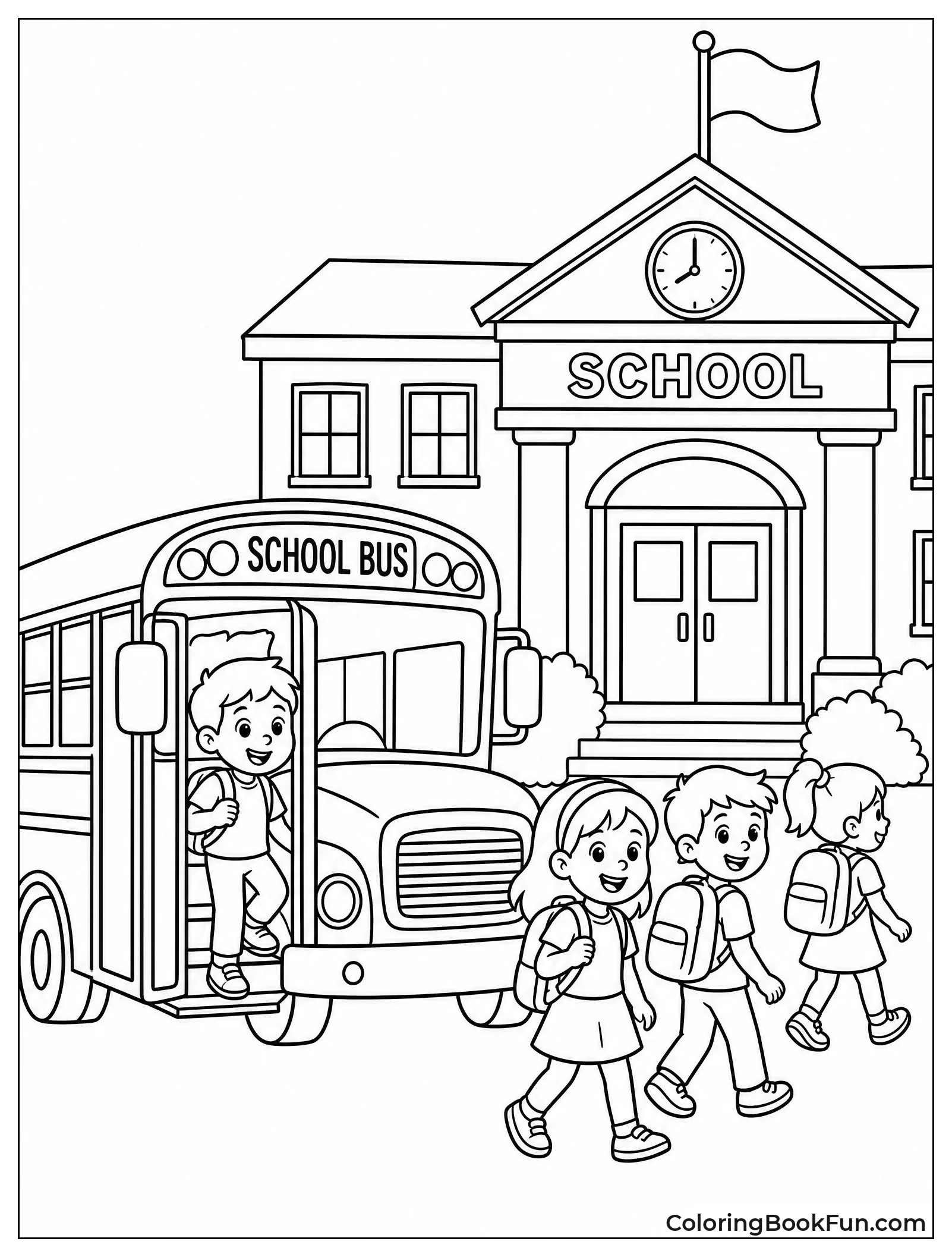 Bus Drops Kids at School