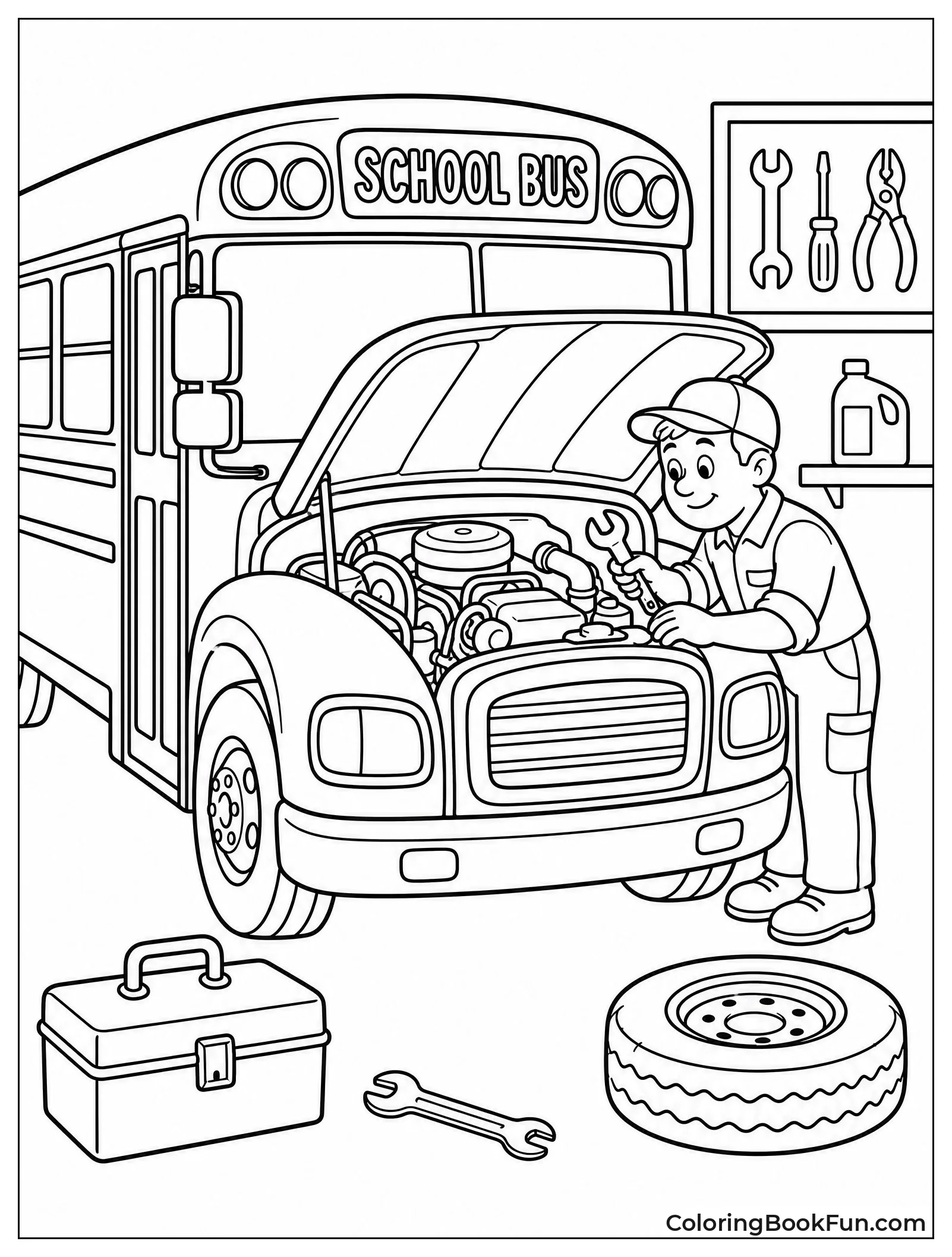 Mechanic Fixes Open Bus Engine