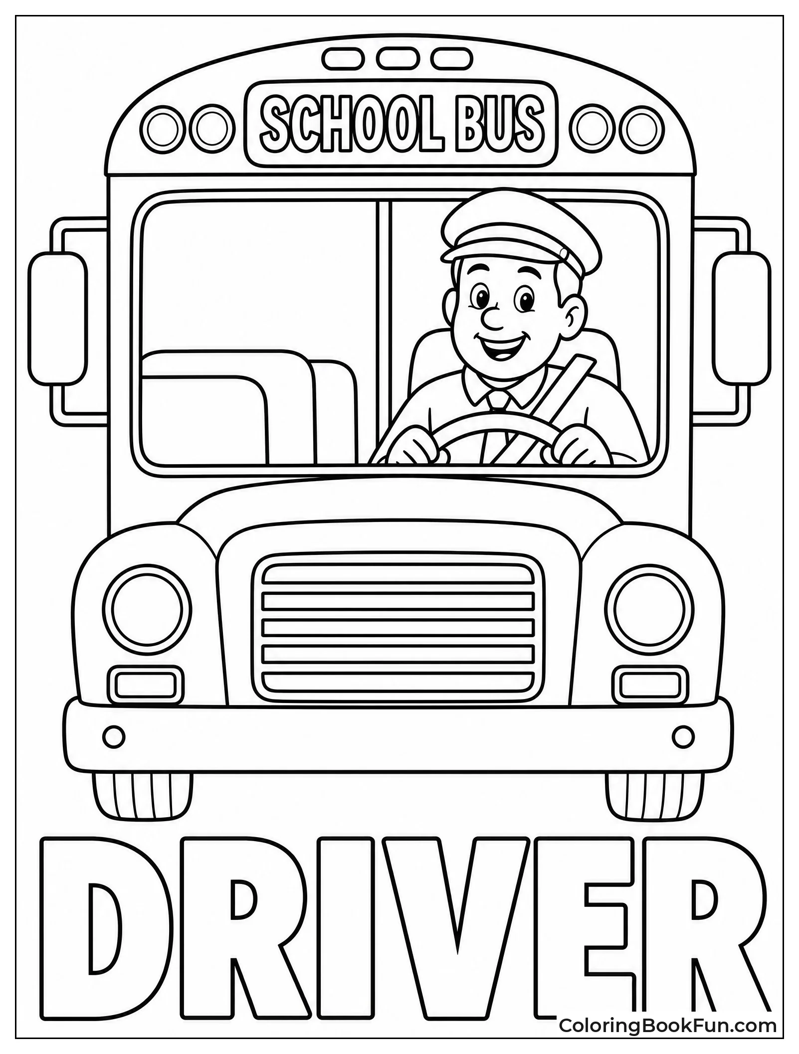 Driver Smiles Behind Steering Wheel