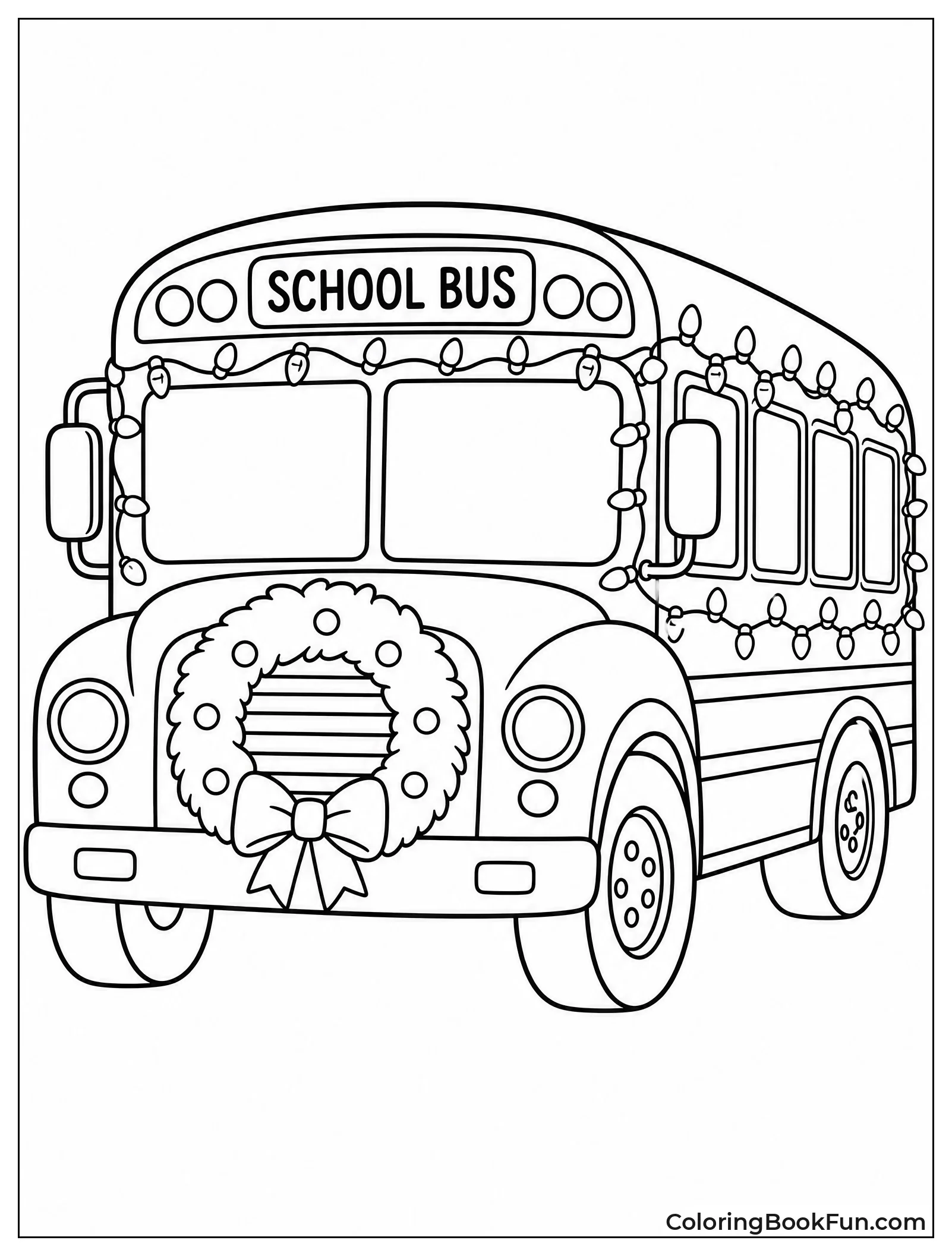 Bus Wears Holiday Lights and Wreath