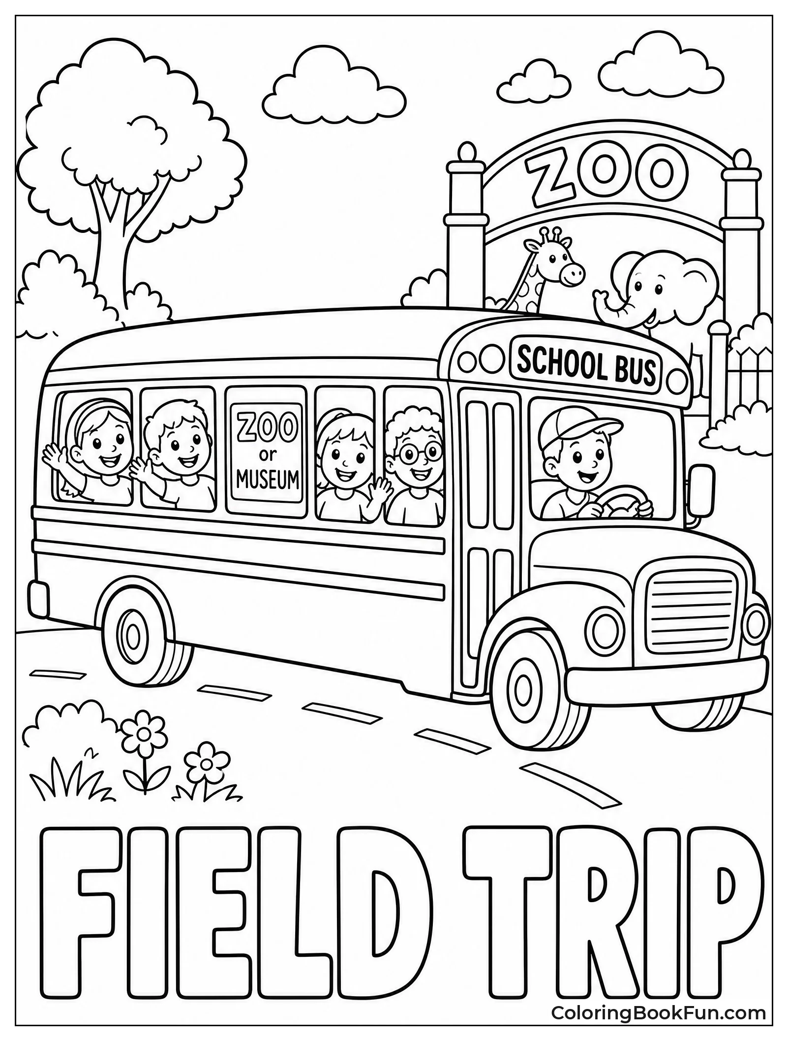 Kids Ride Bus on Trip