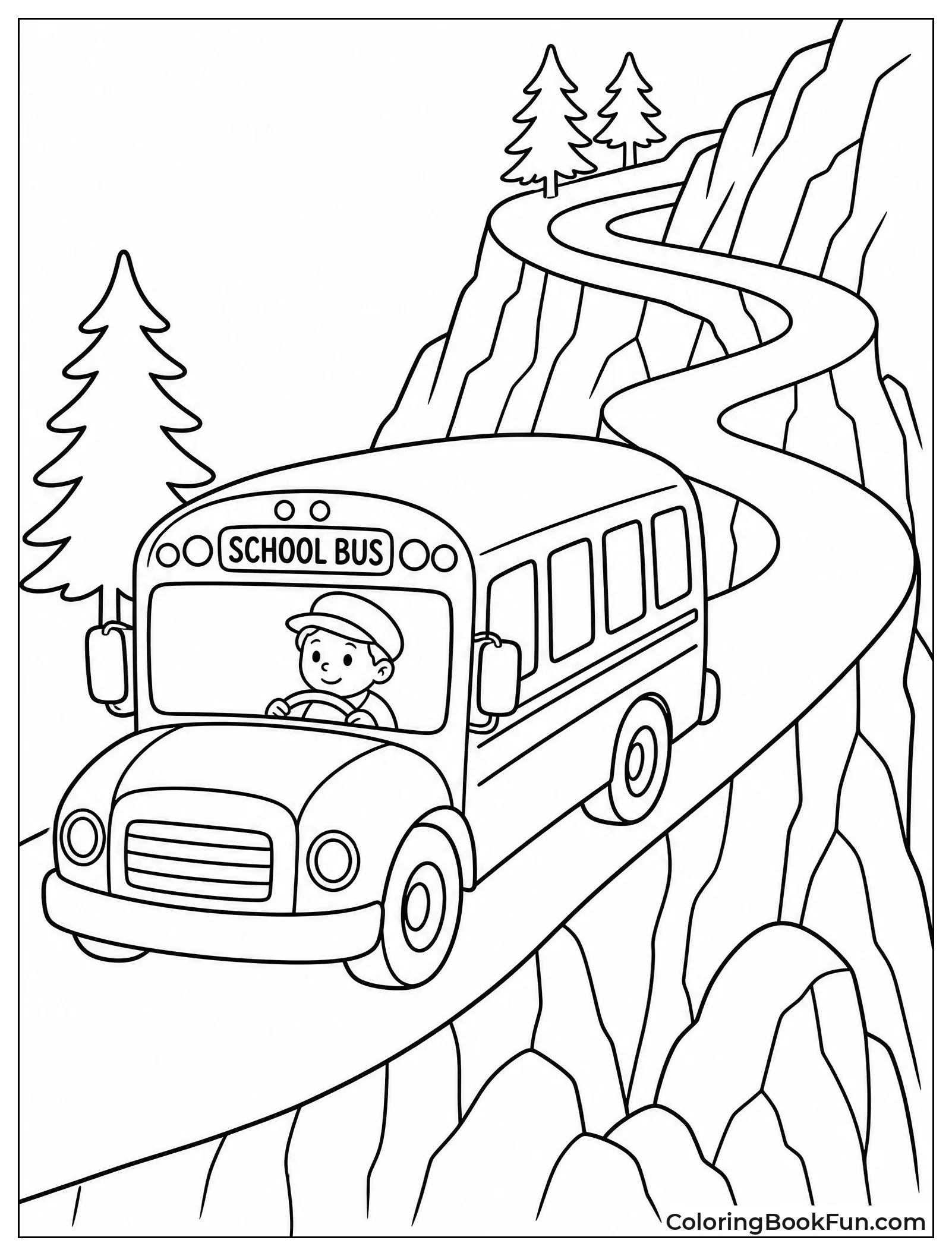 Bus Winds Along Mountain Road