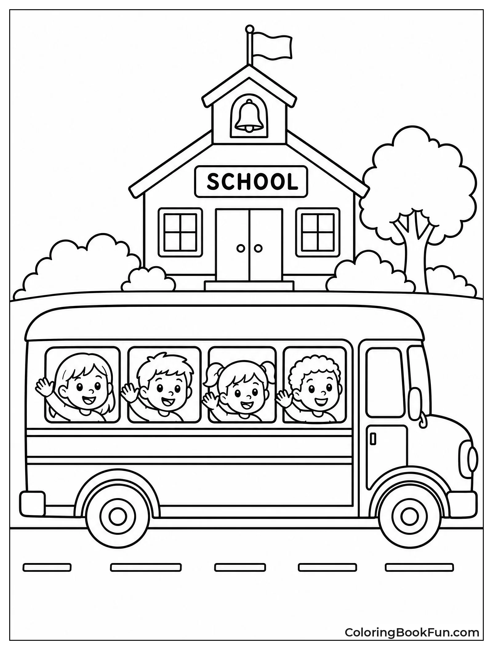 Bus Drives Past Waving Kids
