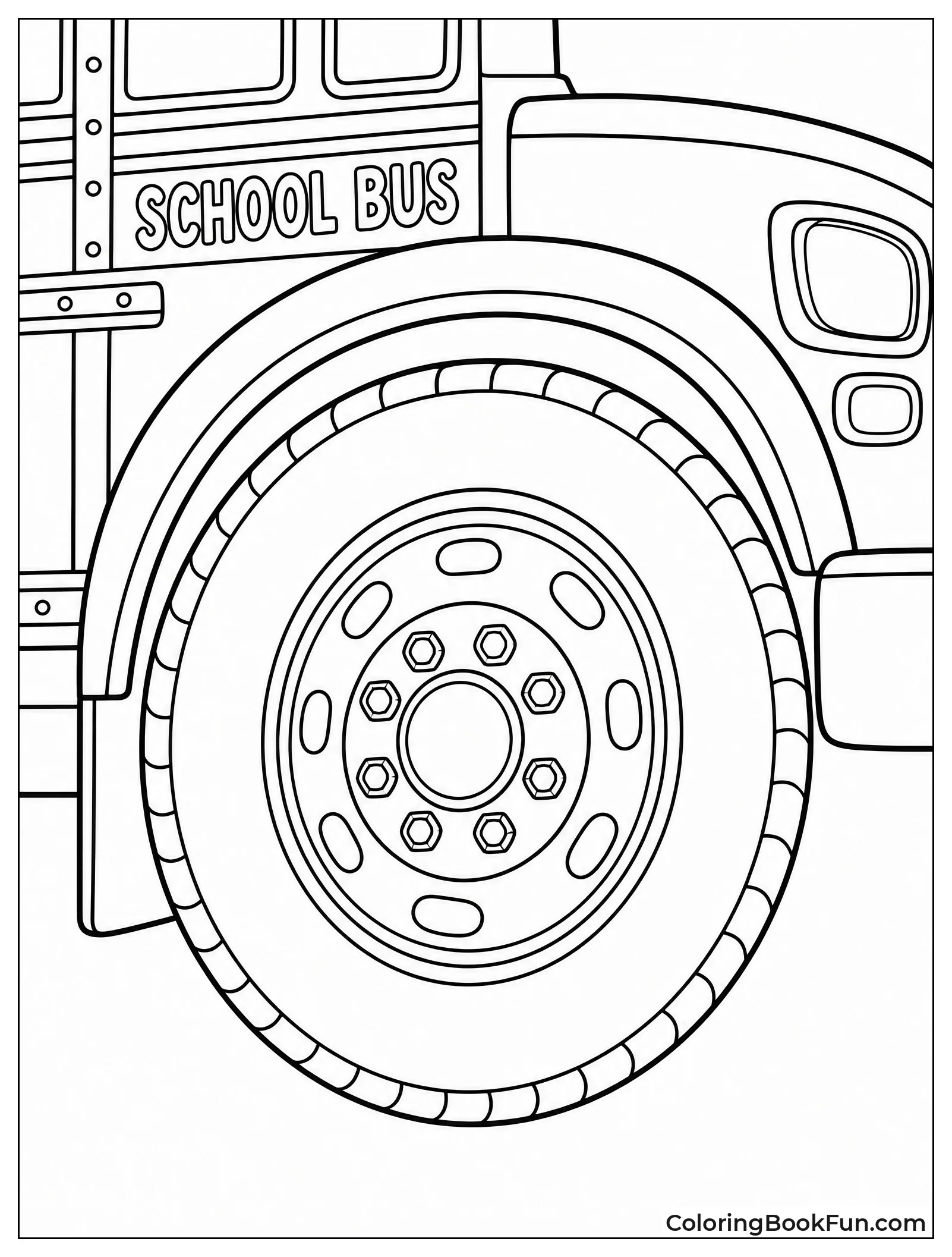 Close-up Shows Big Bus Tire
