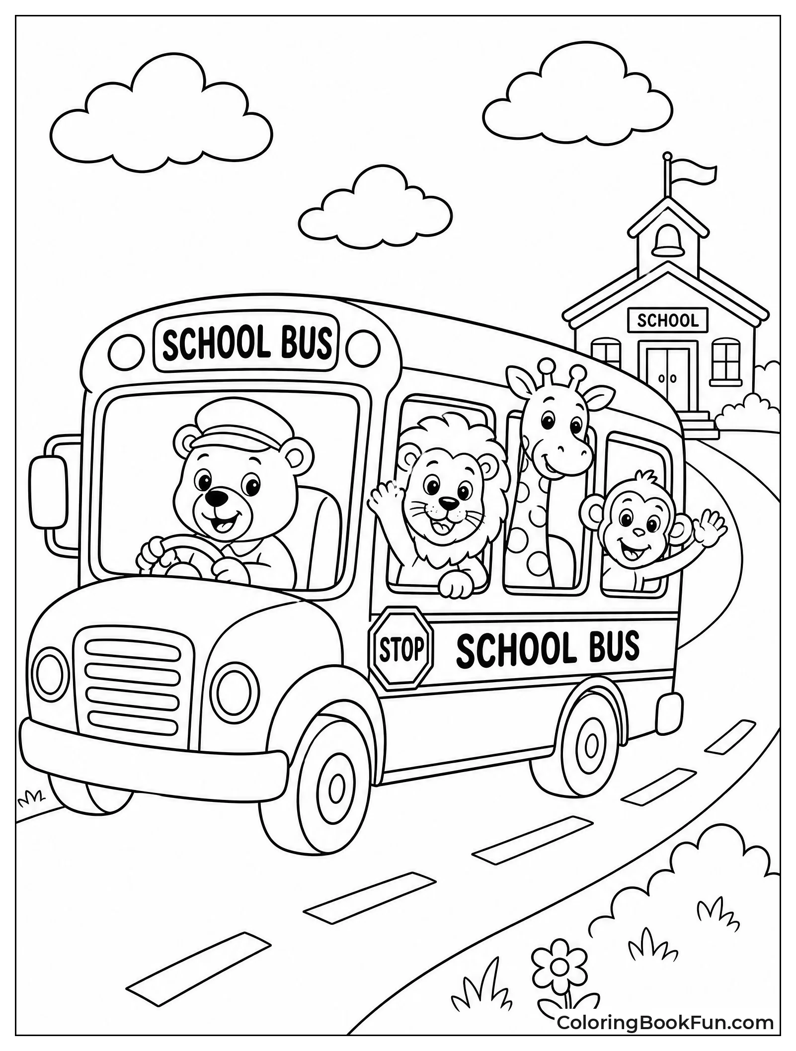 Animals Ride Bus to School