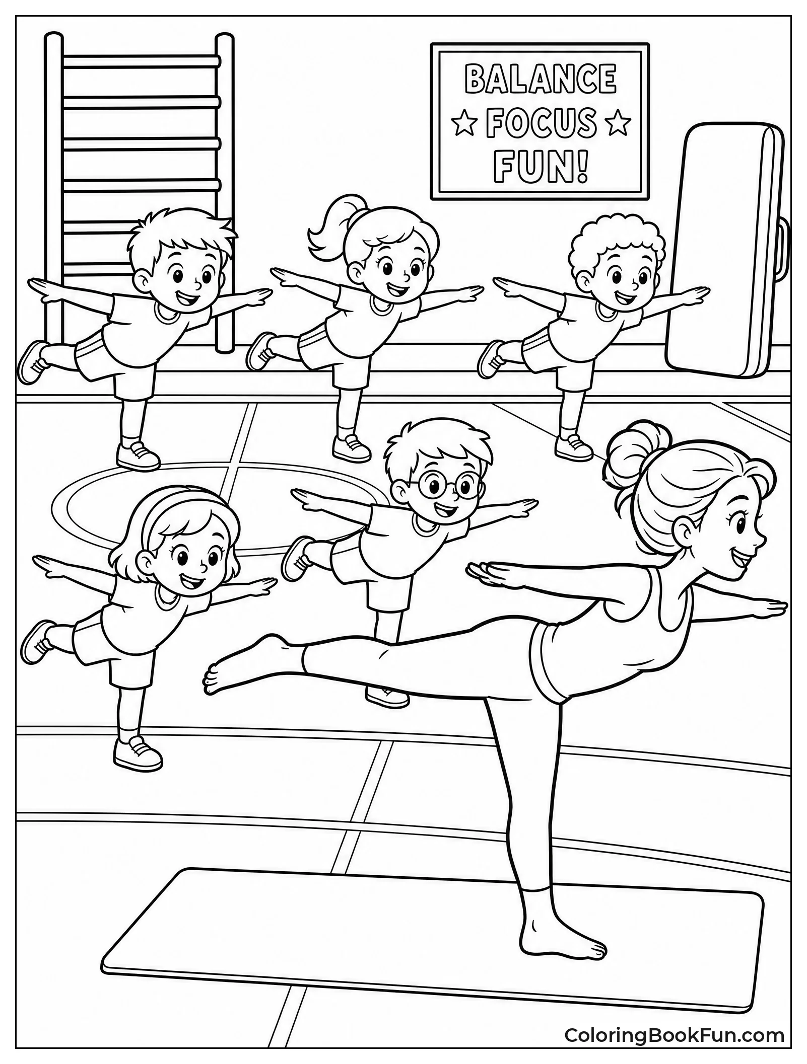 Kids Doing Airplane Pose at School