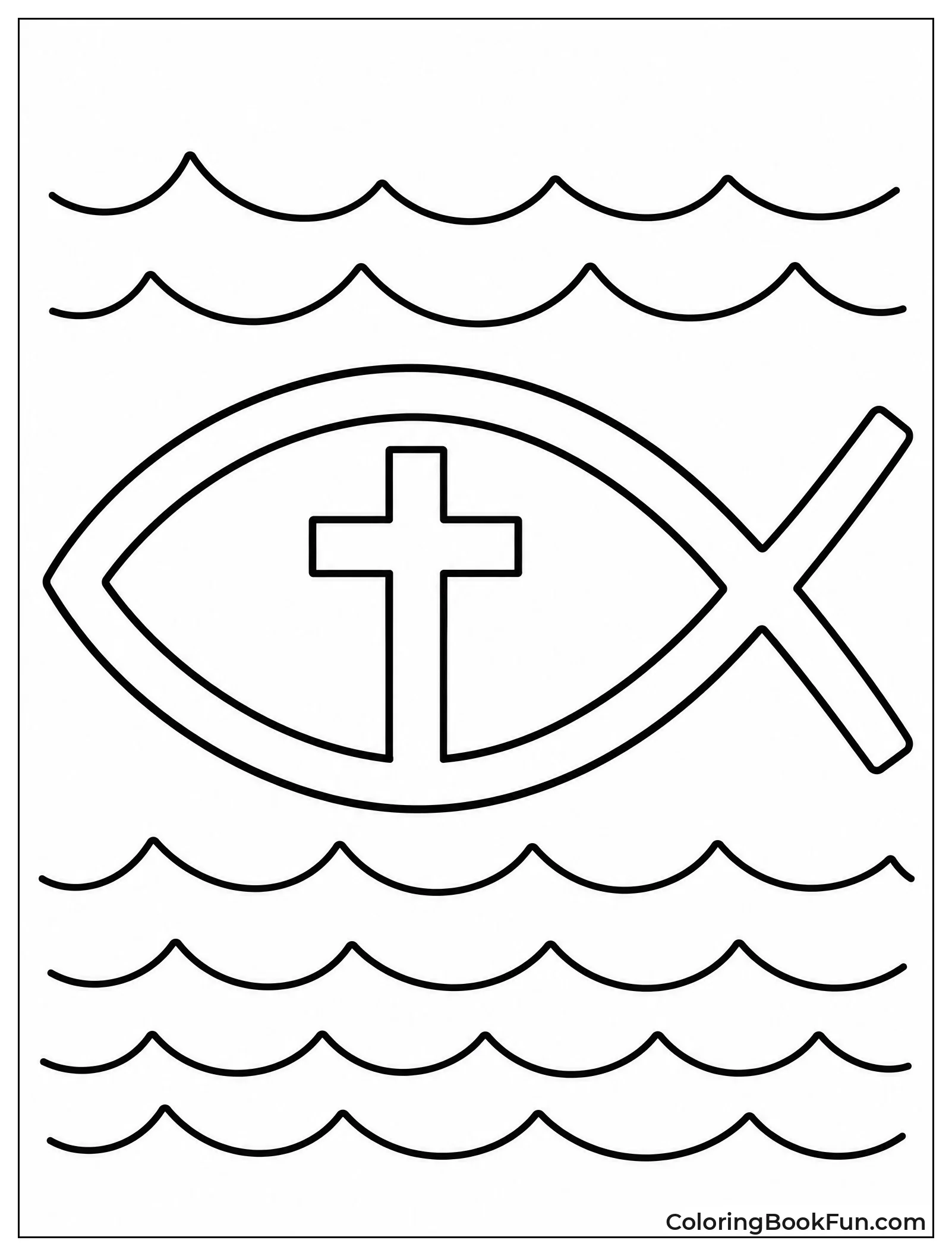 Fish Symbol with Cross Inside