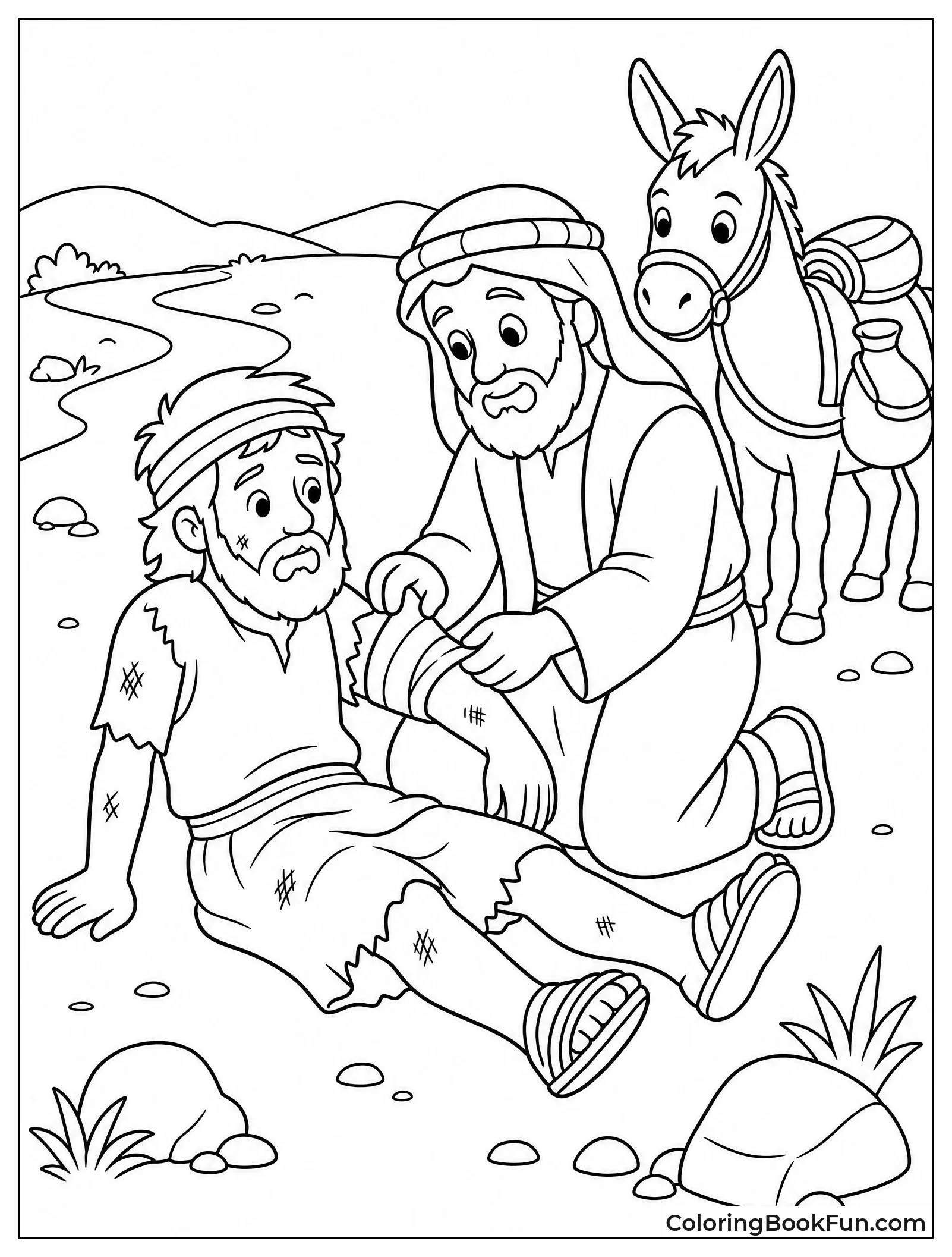 Samaritan Helping Traveler on Road