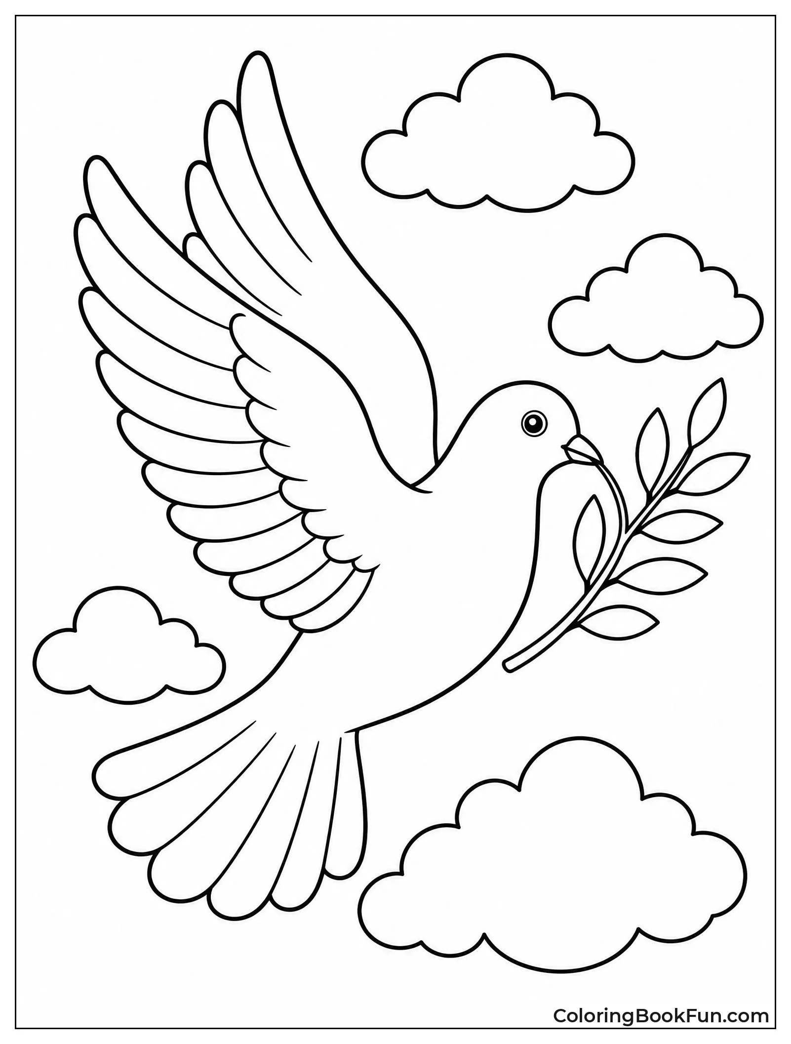 Dove Flying with Olive Branch