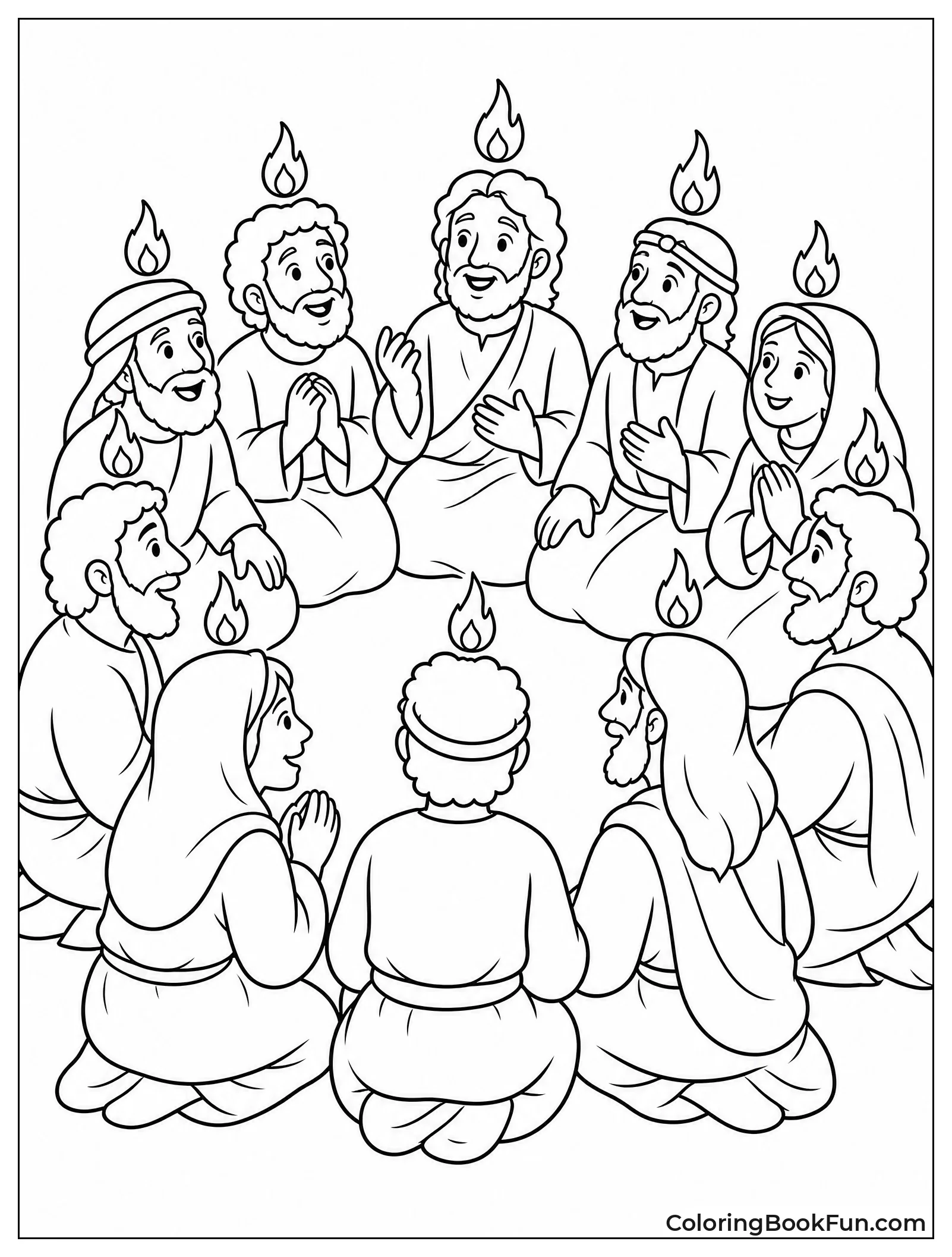Flames Above Praying Followers