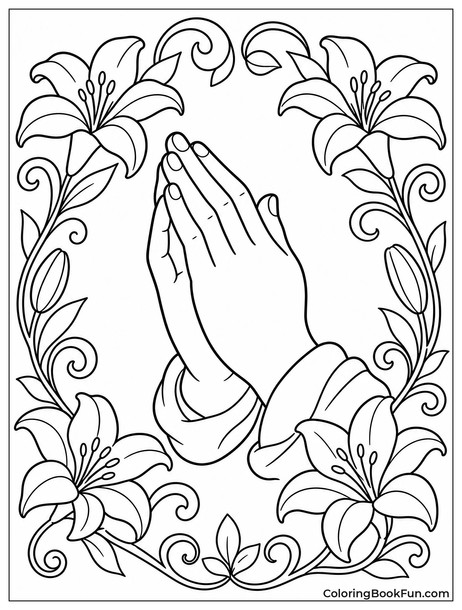 Folded Hands with Lily Wreath