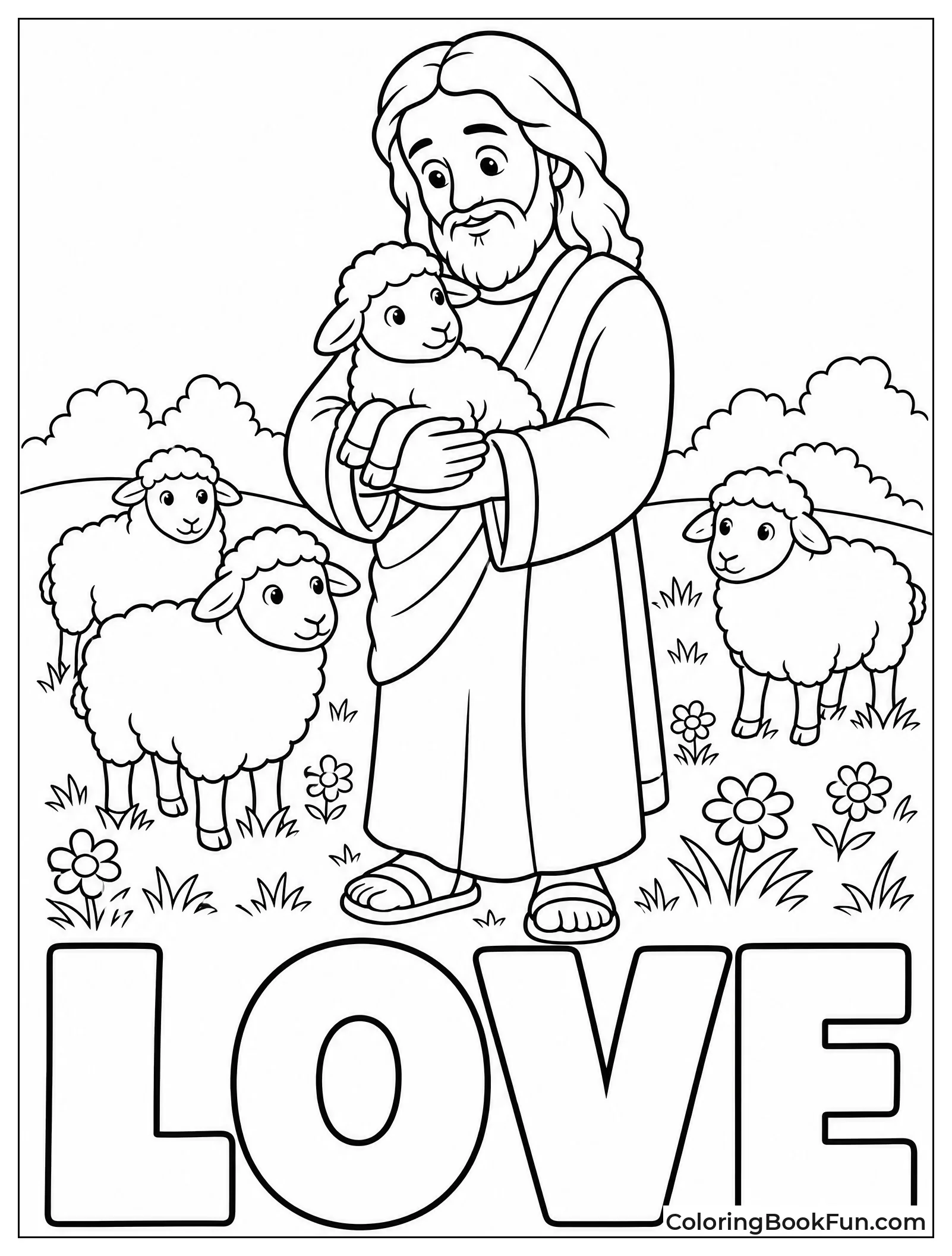 Jesus Holding Small Lost Lamb