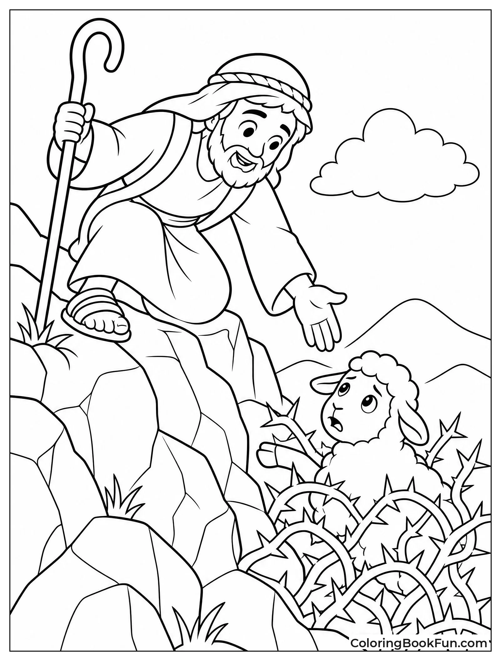 Shepherd Rescuing Sheep from Cliff
