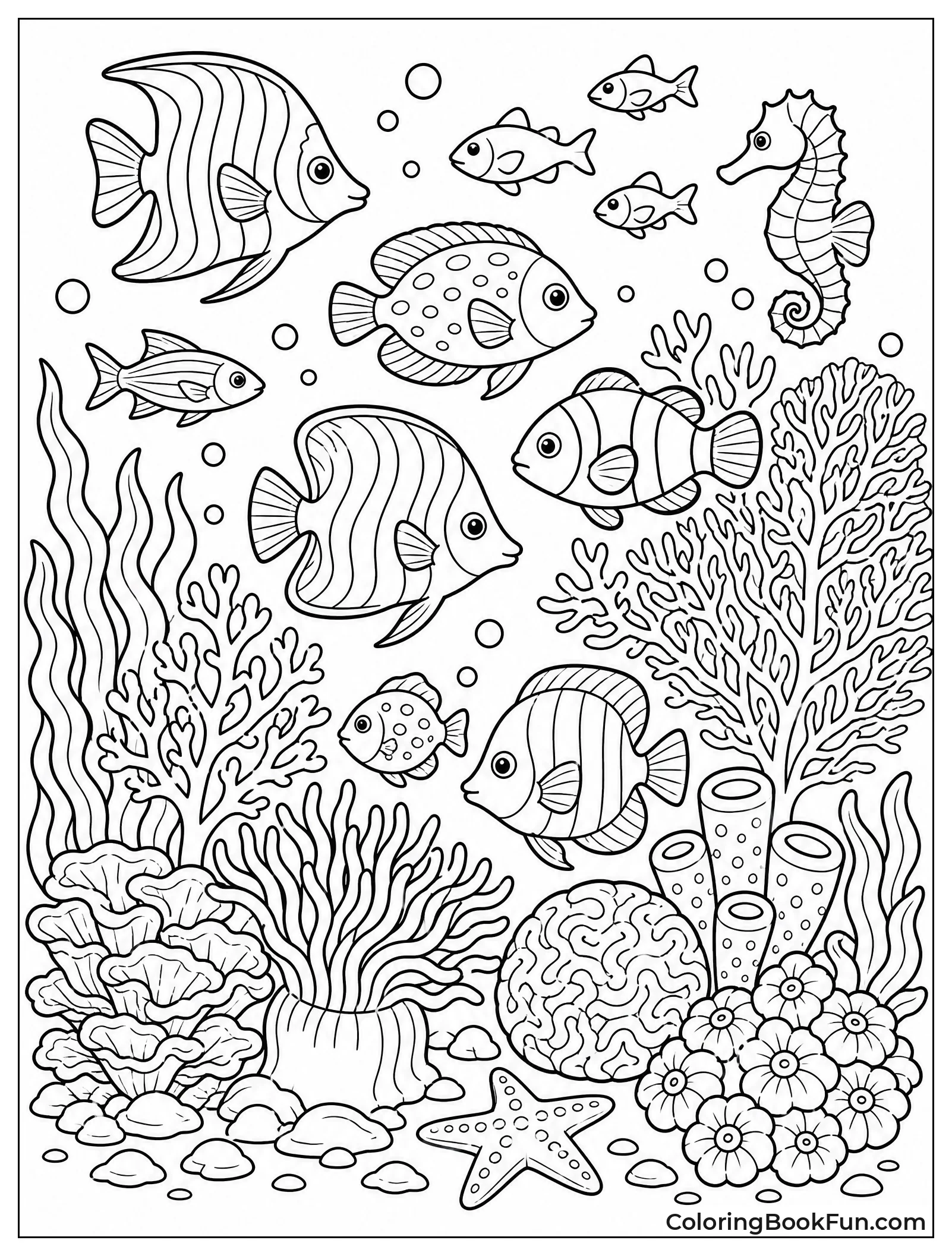 Detailed Coral Reef Scene