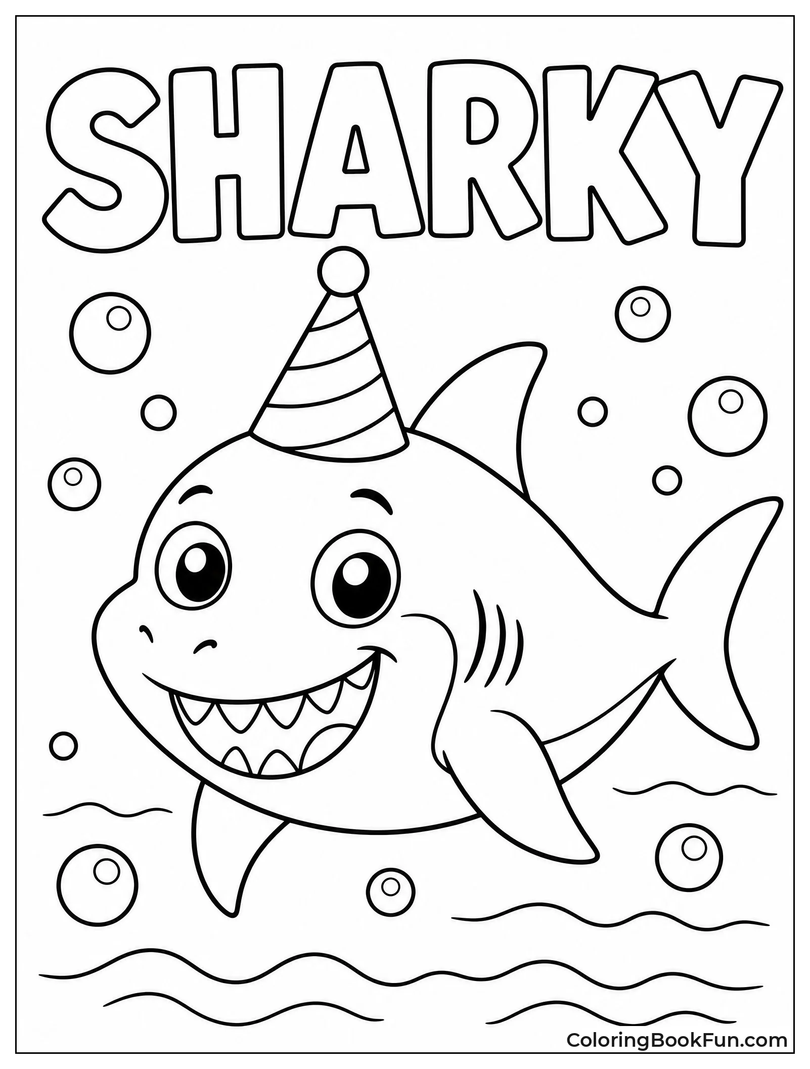 Cartoon Shark Wearing Party Hat
