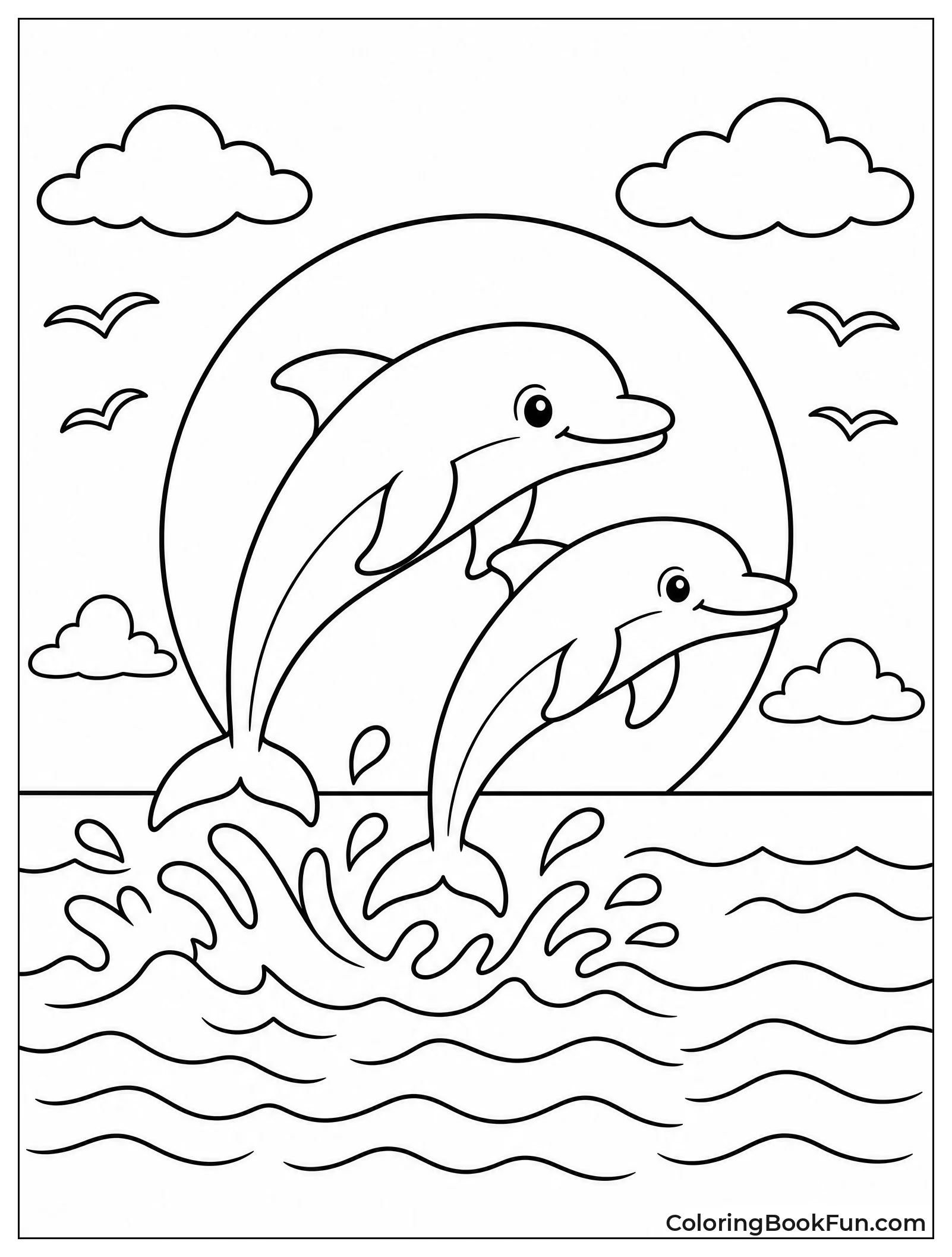 Dolphins Leaping at Sunset