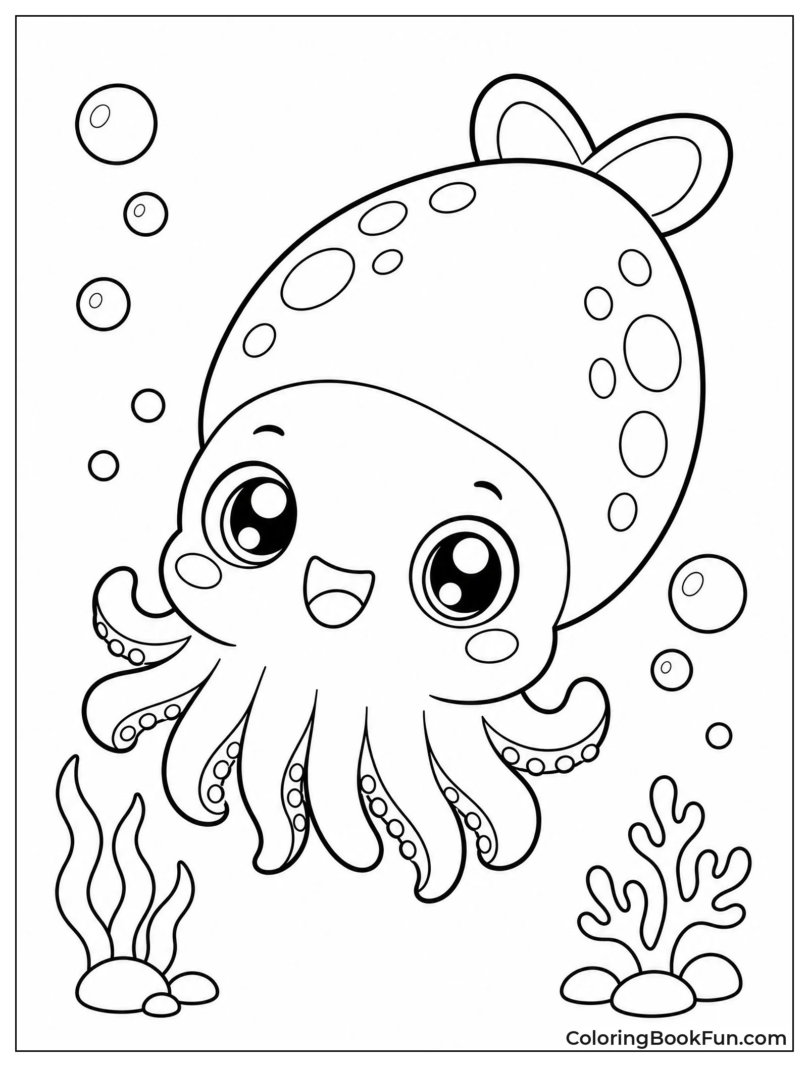 Kawaii Squid with Big Eyes
