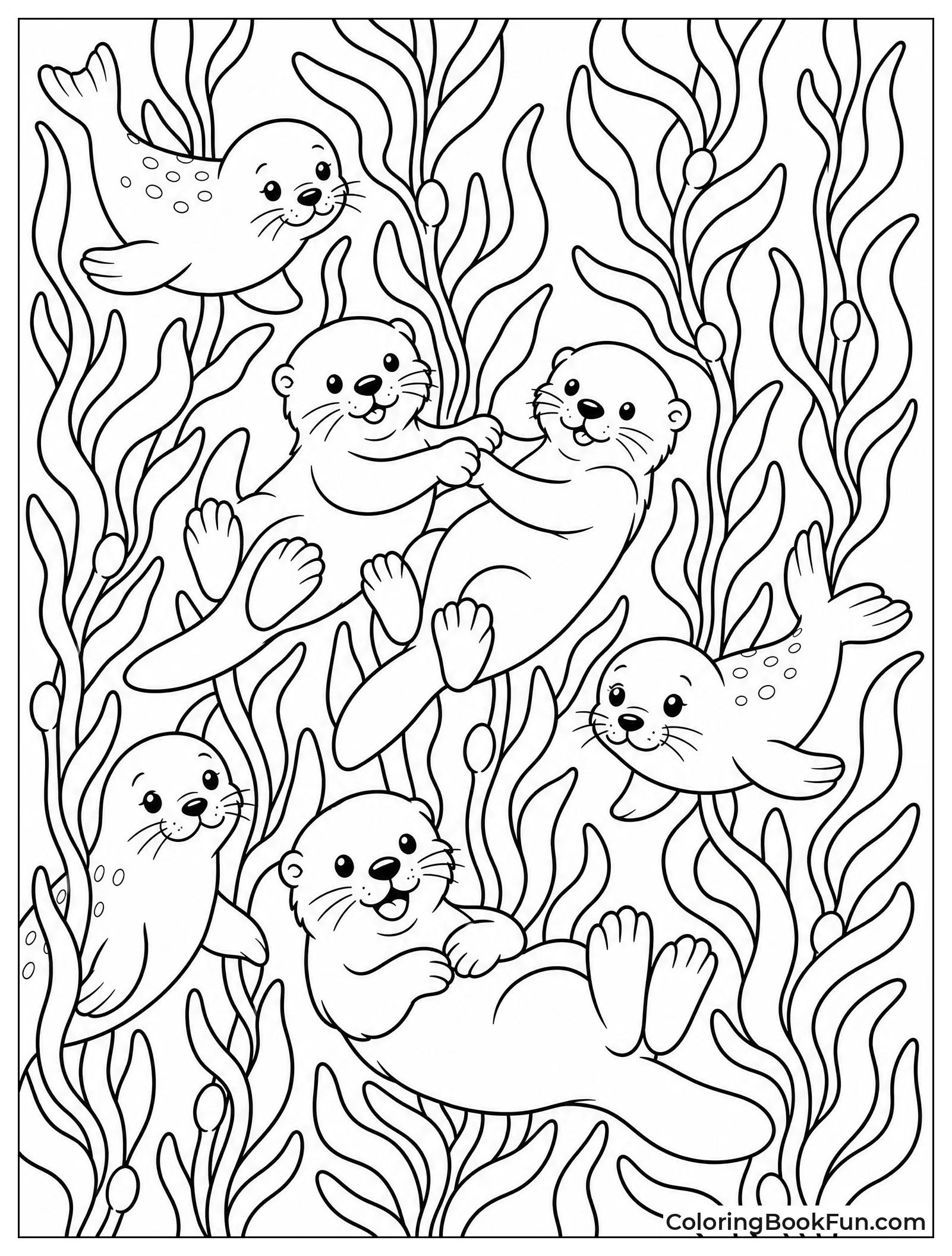 Animals Playing in Kelp Forest
