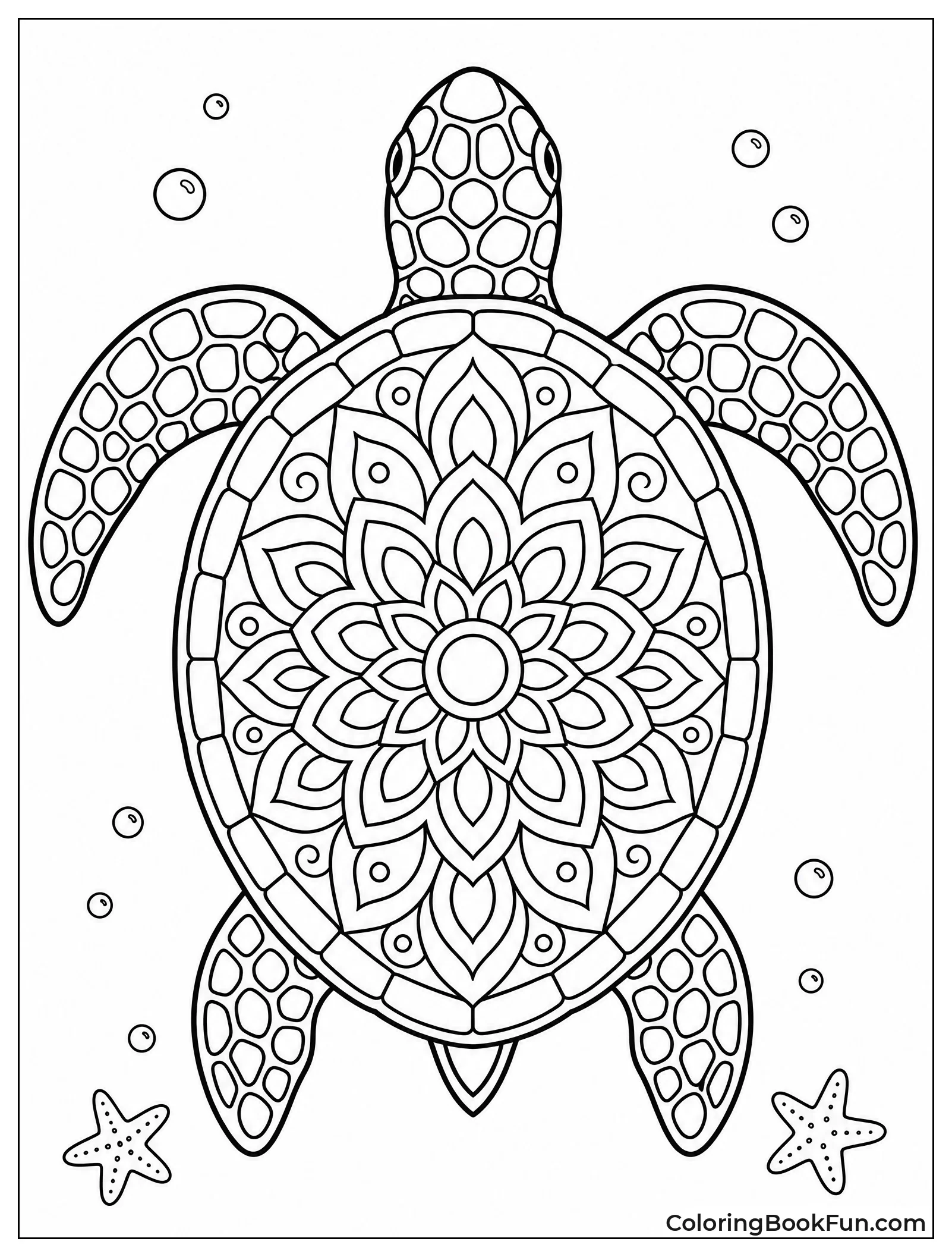 Sea Turtle with Mandala Shell