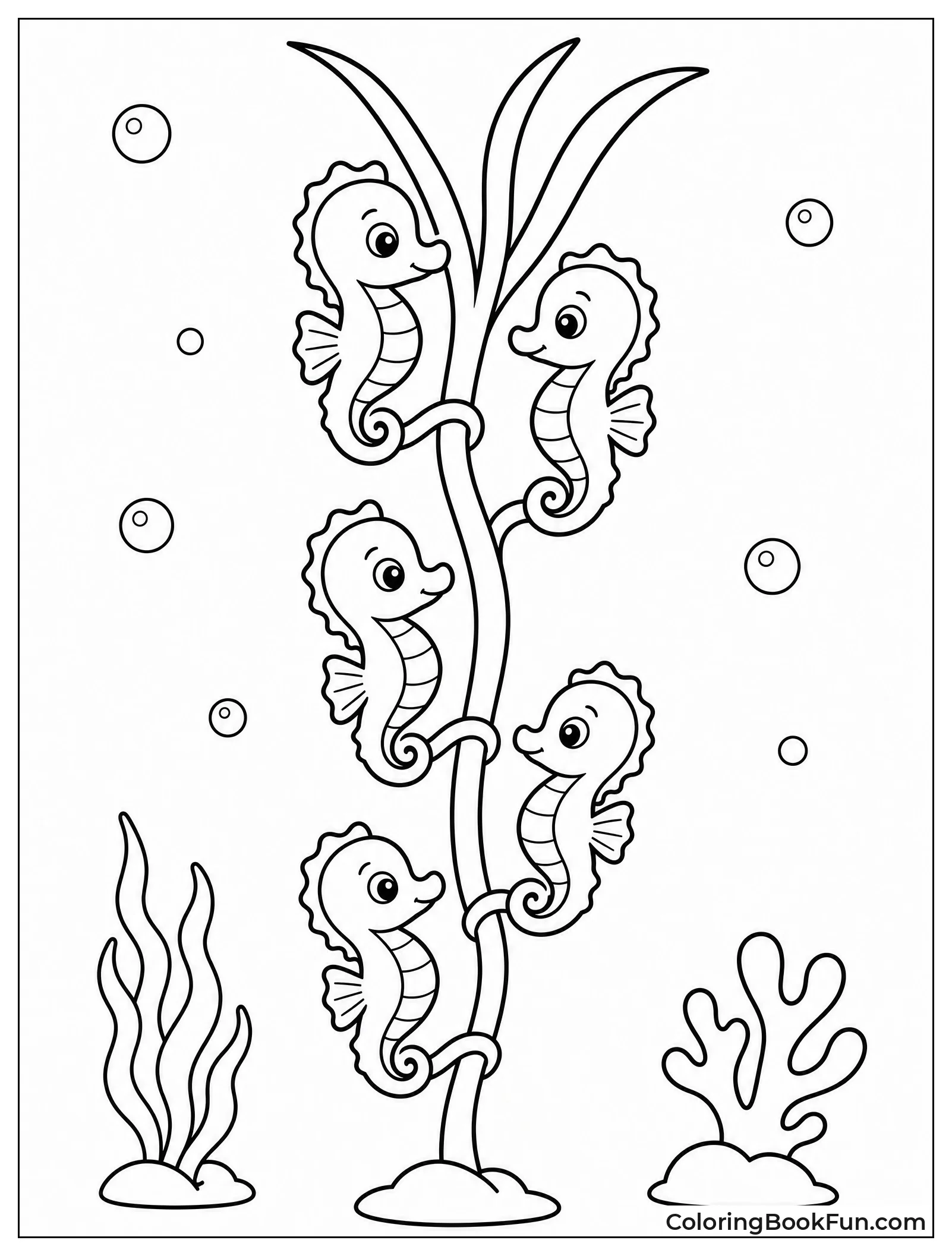 Tiny Seahorses Holding onto Grass