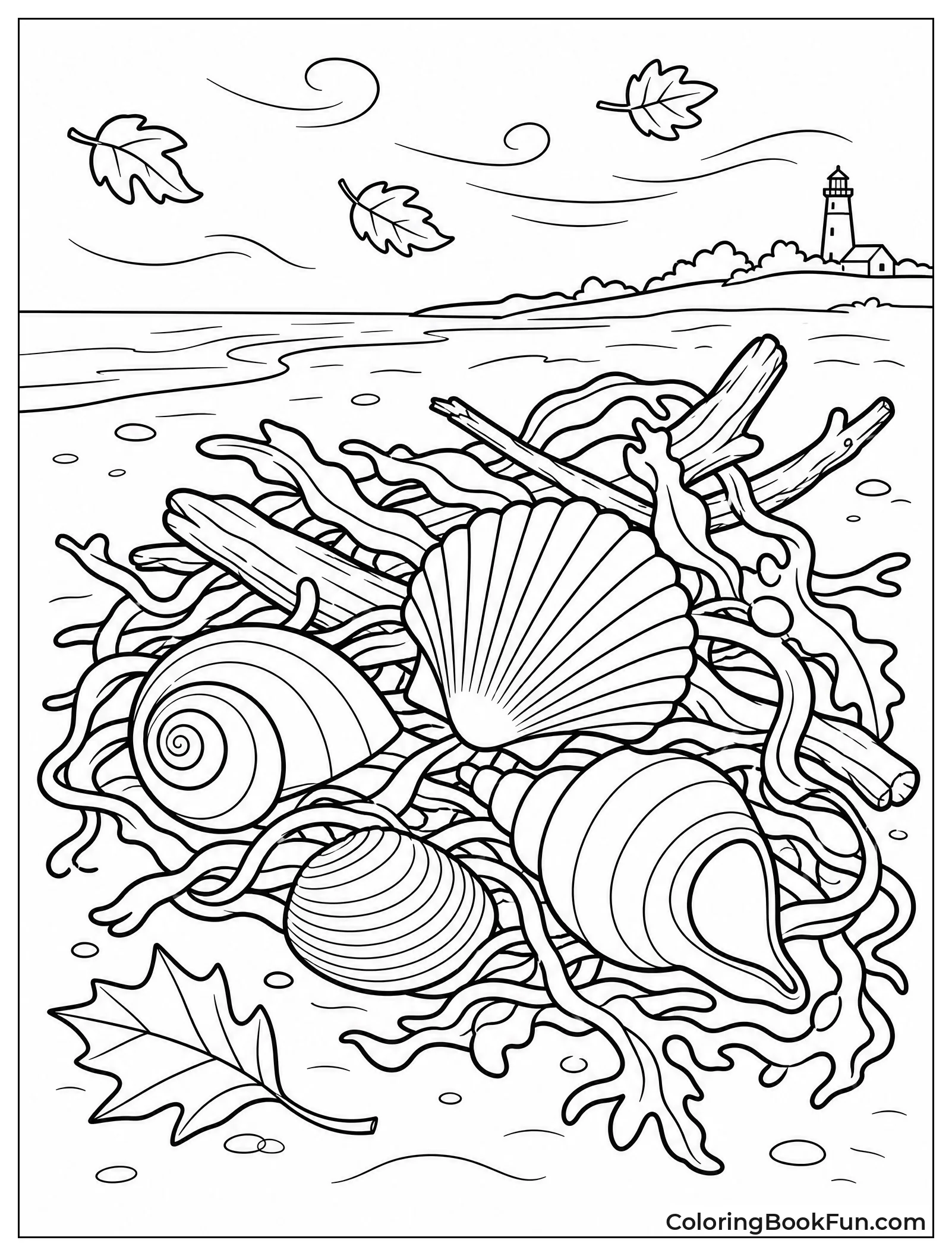 Shells Tangled in Driftwood