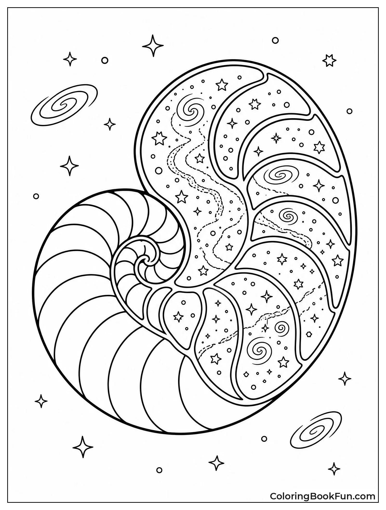 Nautilus Floating in Deep Space