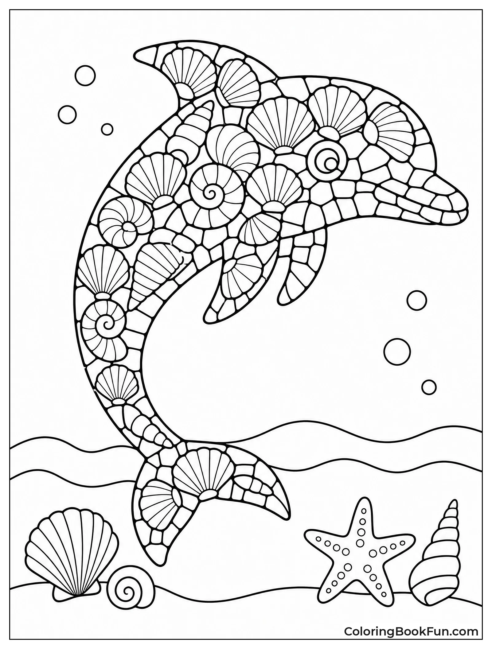 Mosaic Dolphin Made of Shells