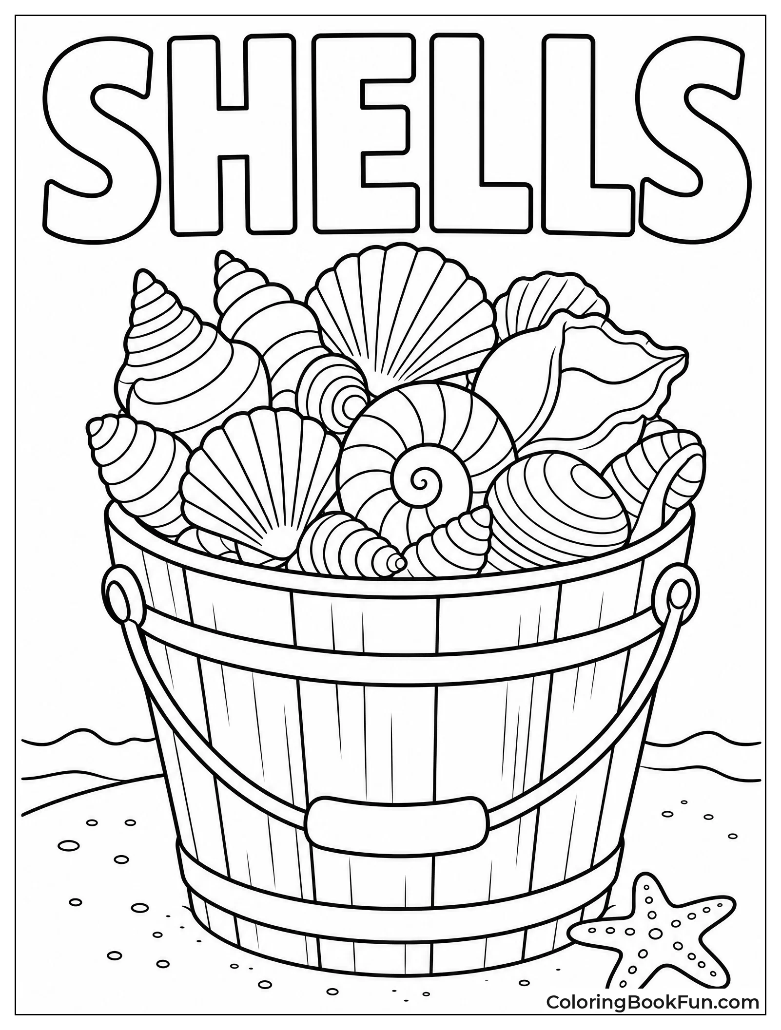 Bucket Overflowing with Colorful Seashells