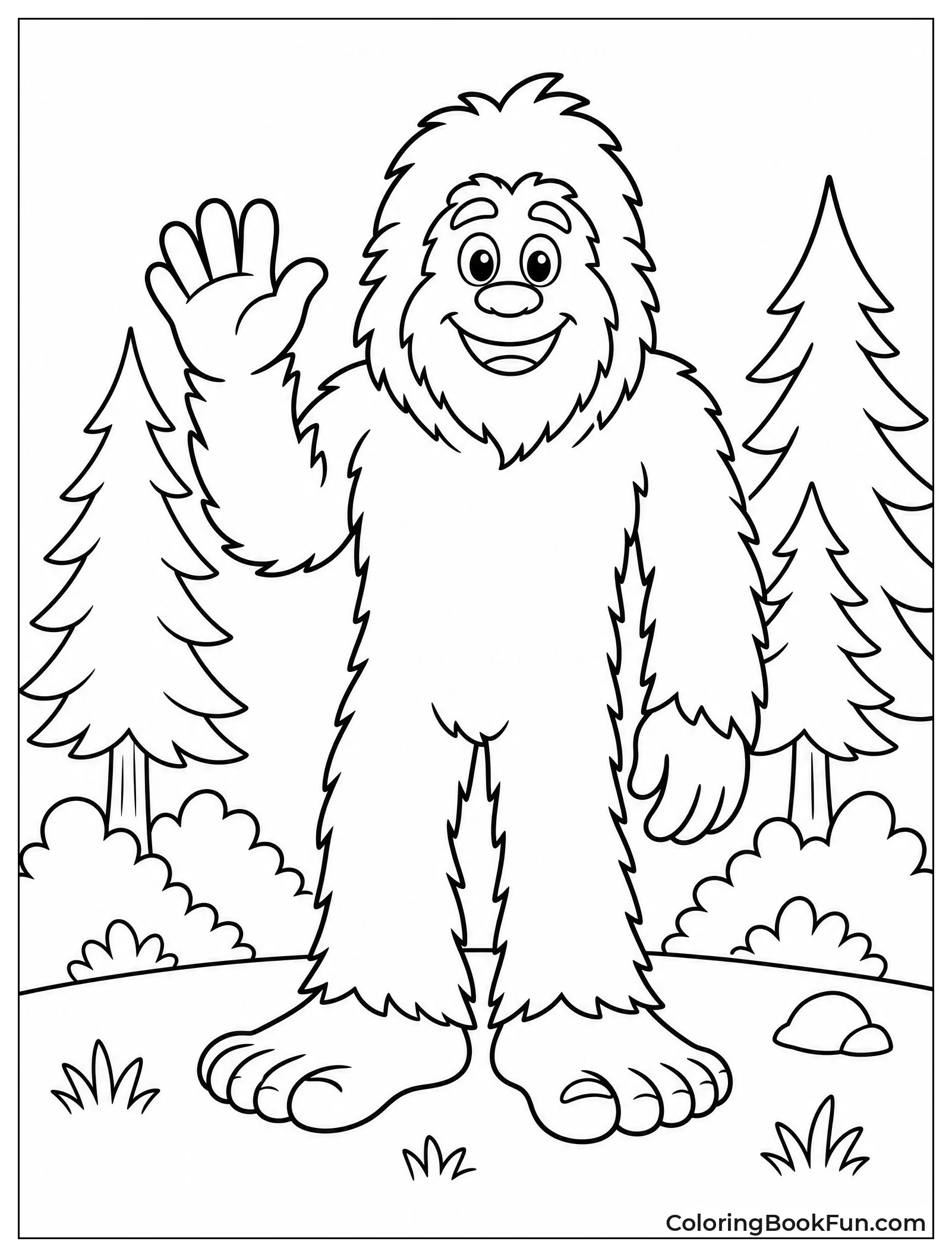 Friendly Bigfoot Standing in Forest