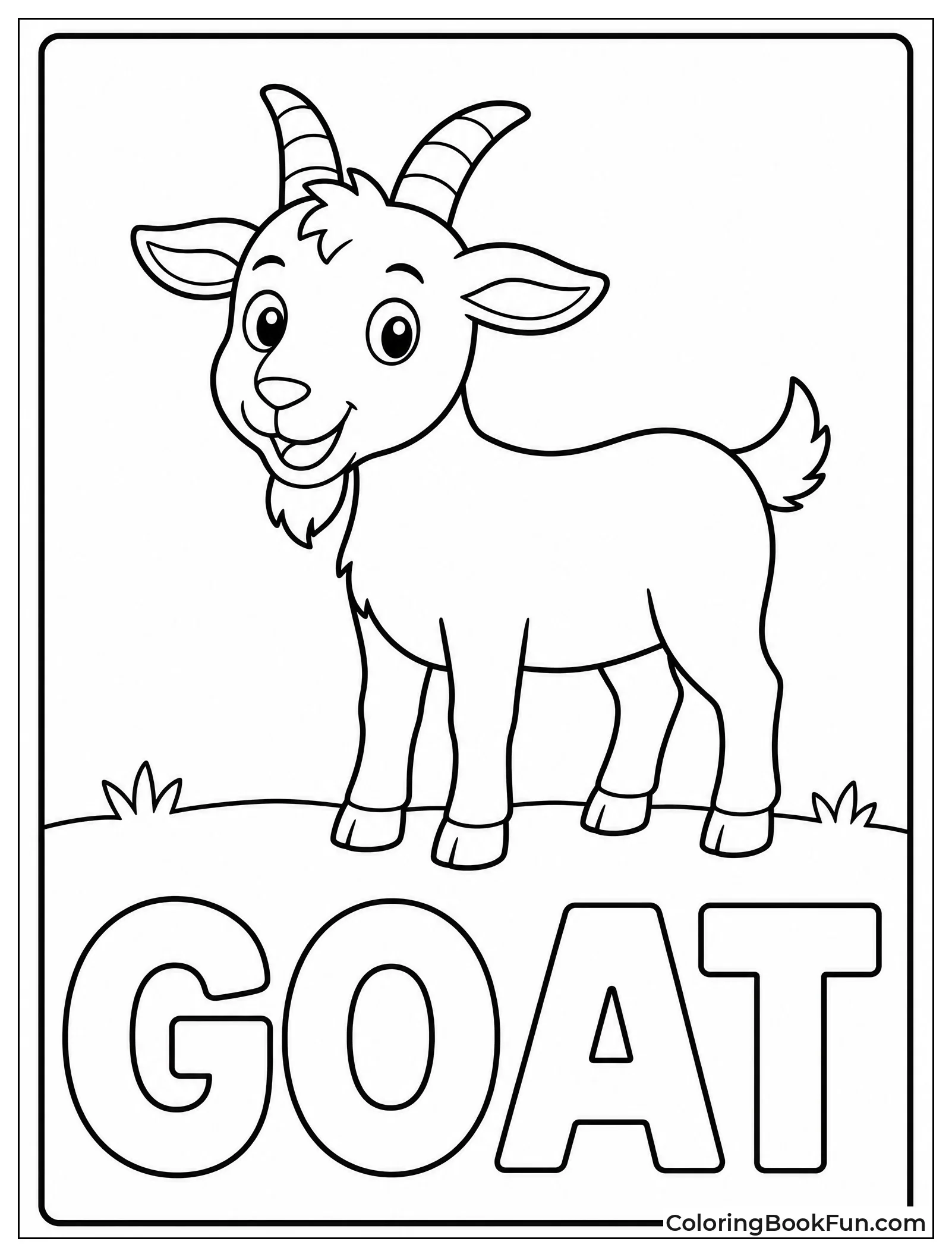 Simple Smiling Goat Outline