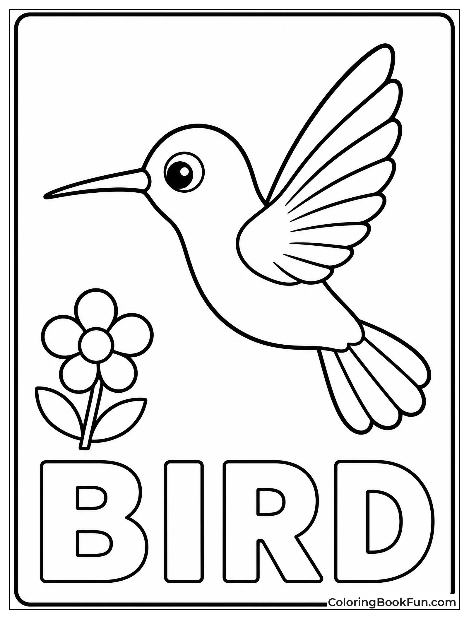 Simple Hummingbird Outline for Kids