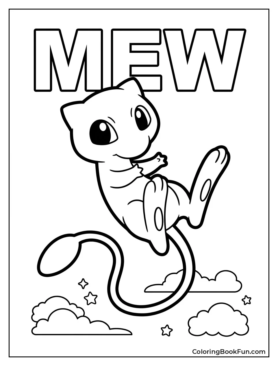 Mew Floating with Big Smile
