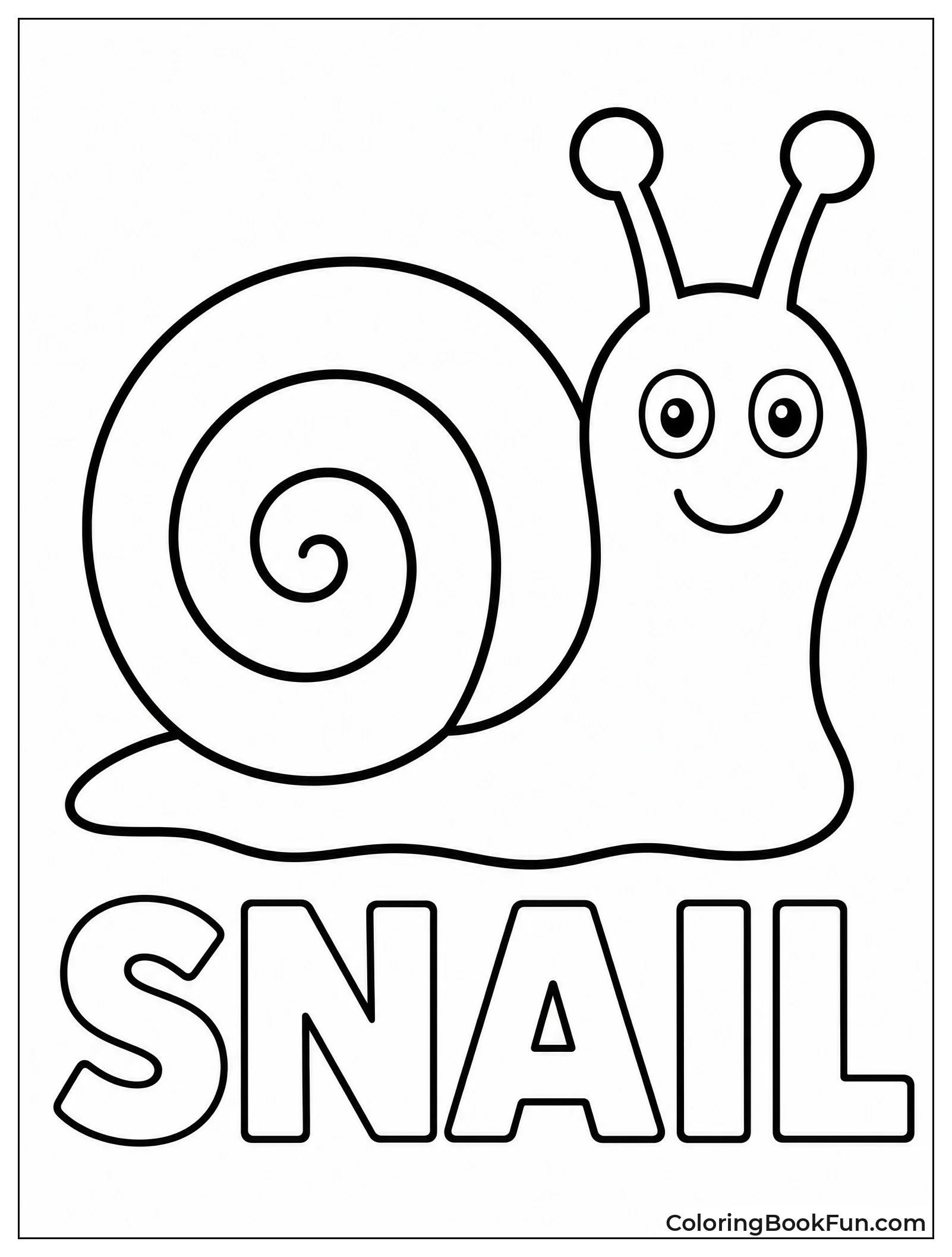 Simple Snail Outline For Toddlers